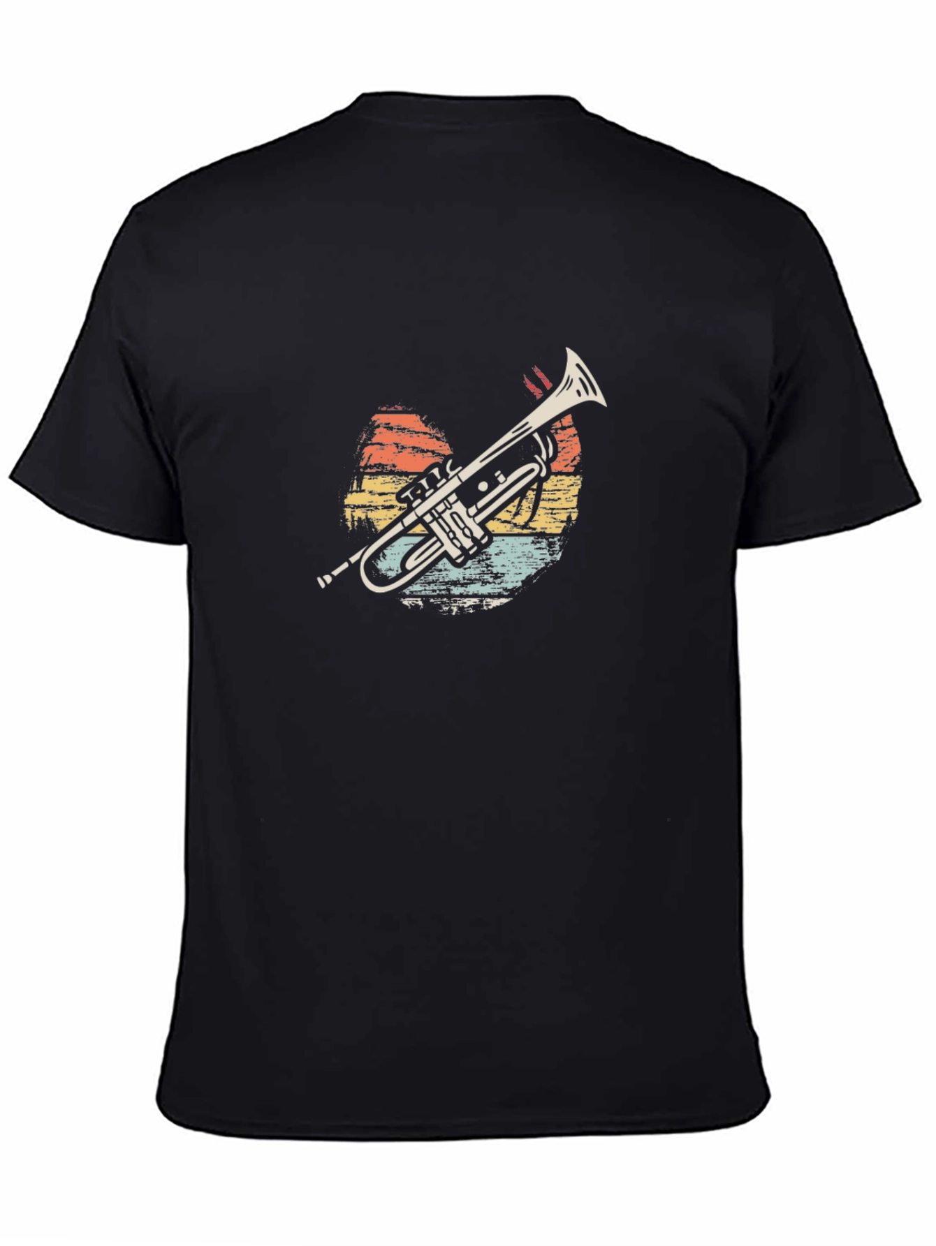 Black Vintage Trumpet Graphic Tee - Musician's Style view 4