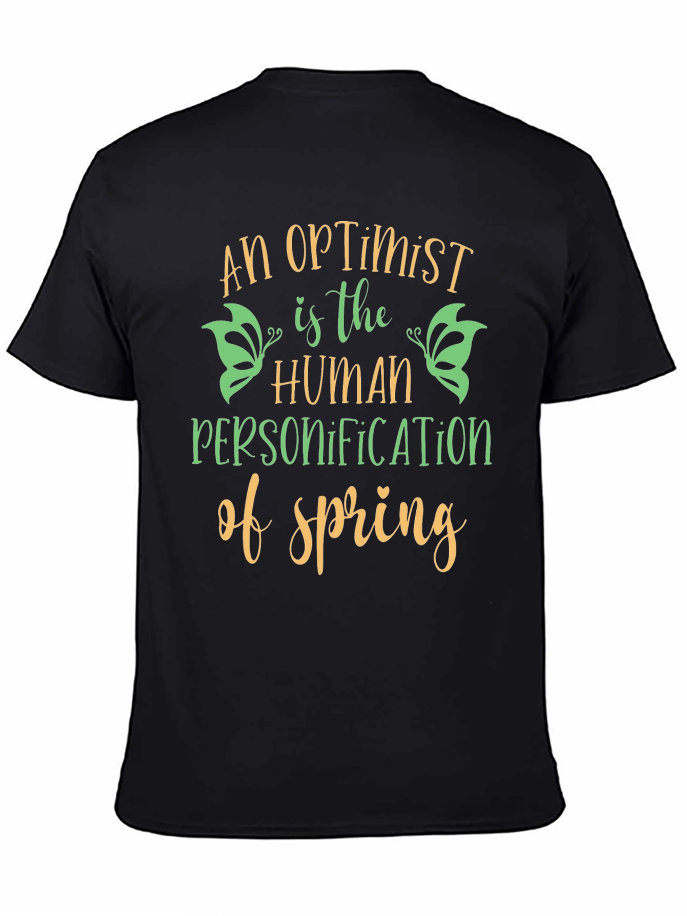 Black Optimist Spring T-Shirt -  Unisex Graphic Tee view 4