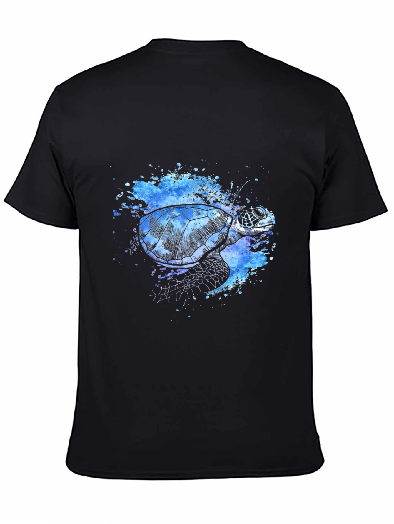 Black Turtle Splash T-Shirt - Unique Artistic Design view 4