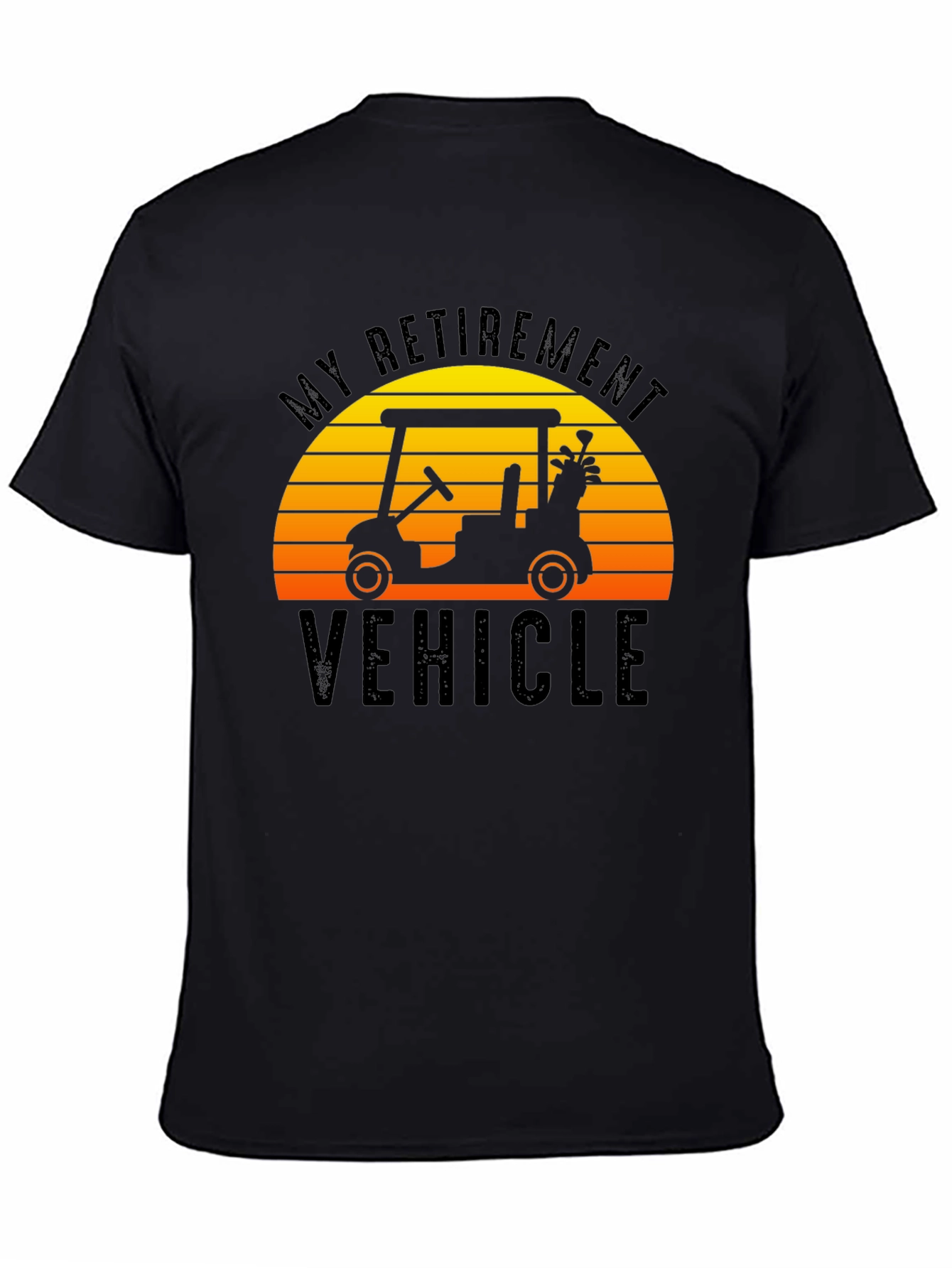 Black My Retirement Vehicle T-Shirt Golf Cart Sunset Tee view 4