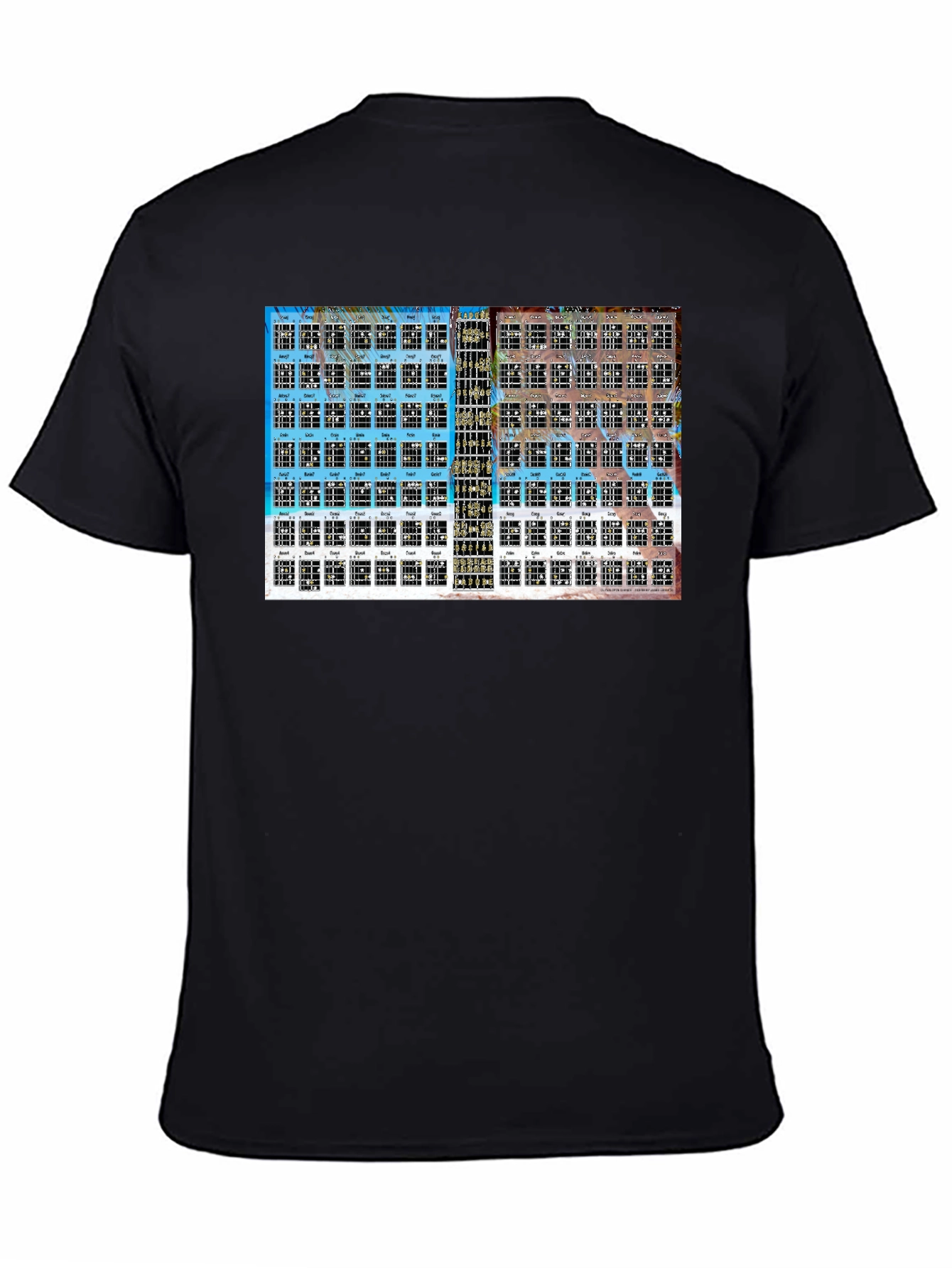 Black Guitar Chord Chart T-Shirt - Black view 4