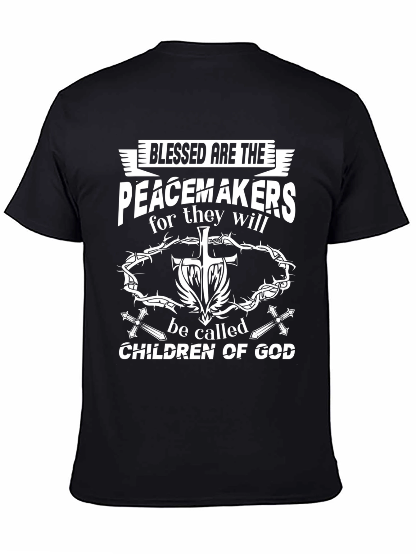 Black Blessed Are The Peacemakers Graphic Tee view 4