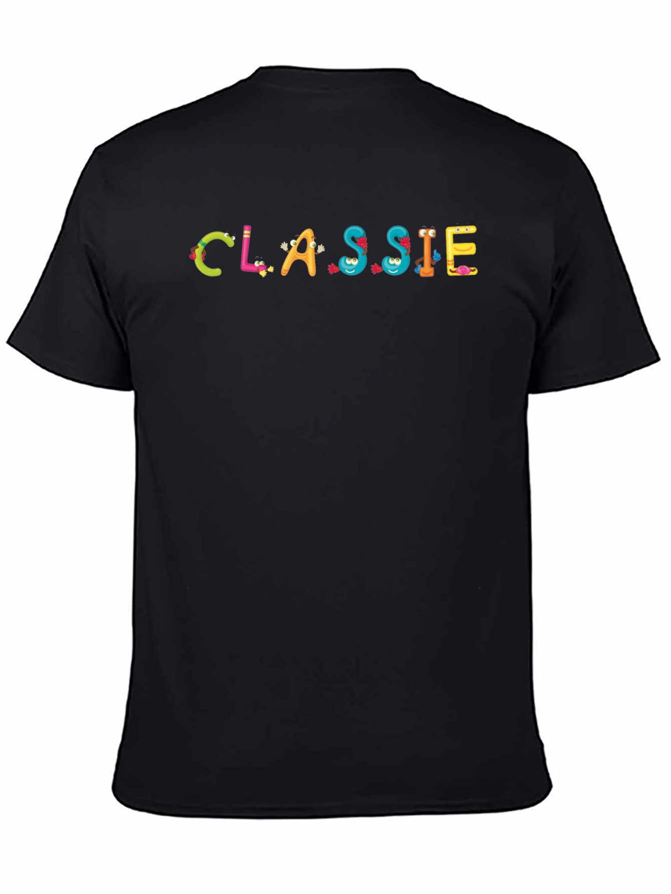 Black Fun "CLASSIE" Cartoon Graphic Black T-Shirt view 4