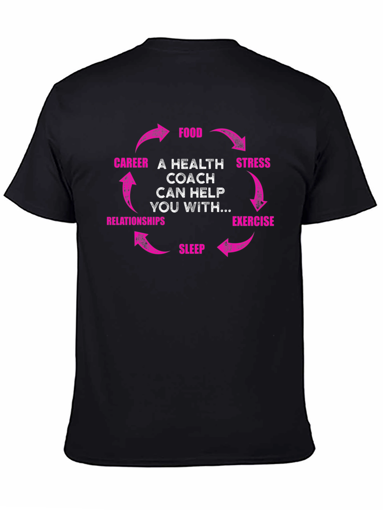 Black Health Coach Cycle T-Shirt - Wellness Gift view 4