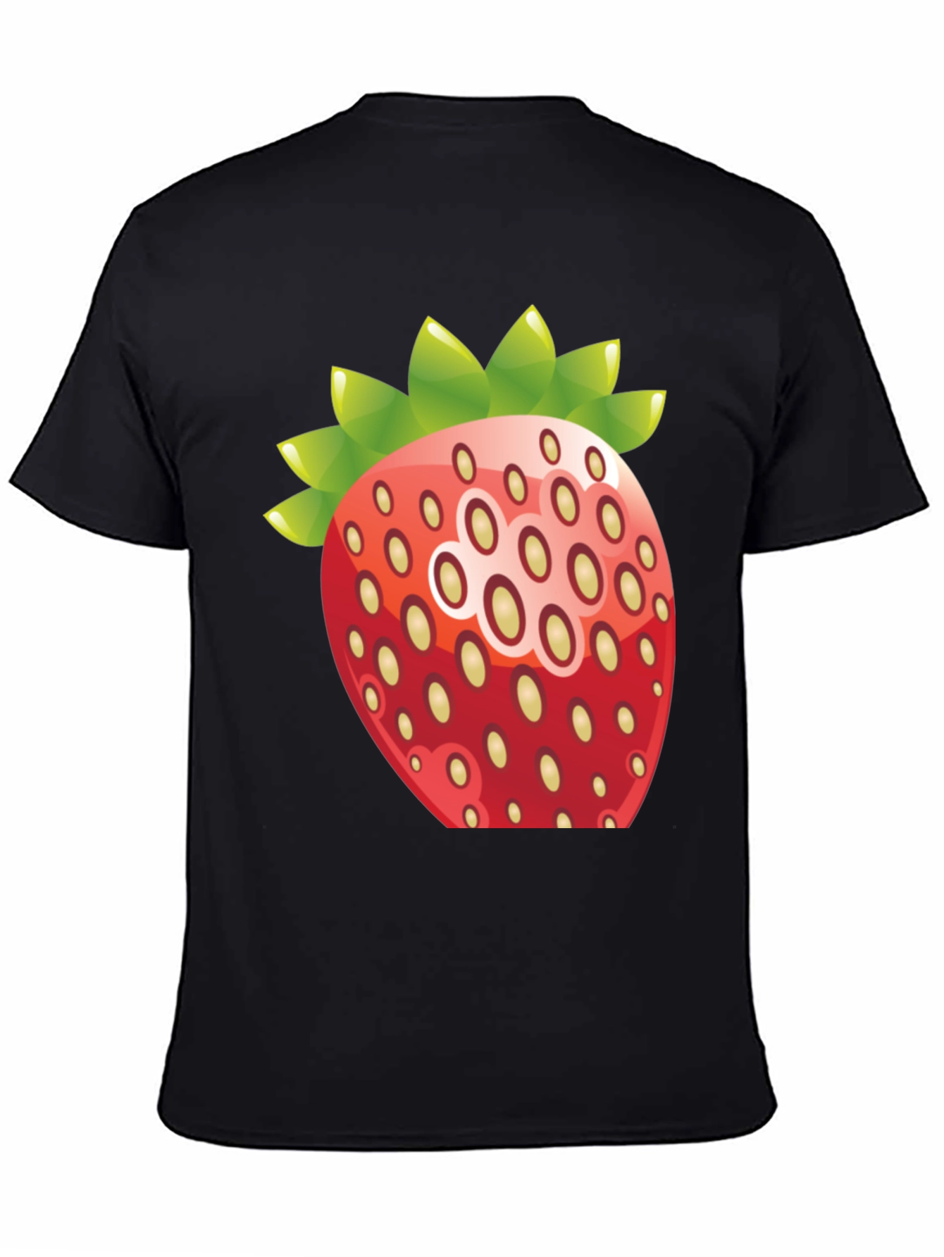 Black Strawberry Graphic Print Crew Neck T-Shirt view 4