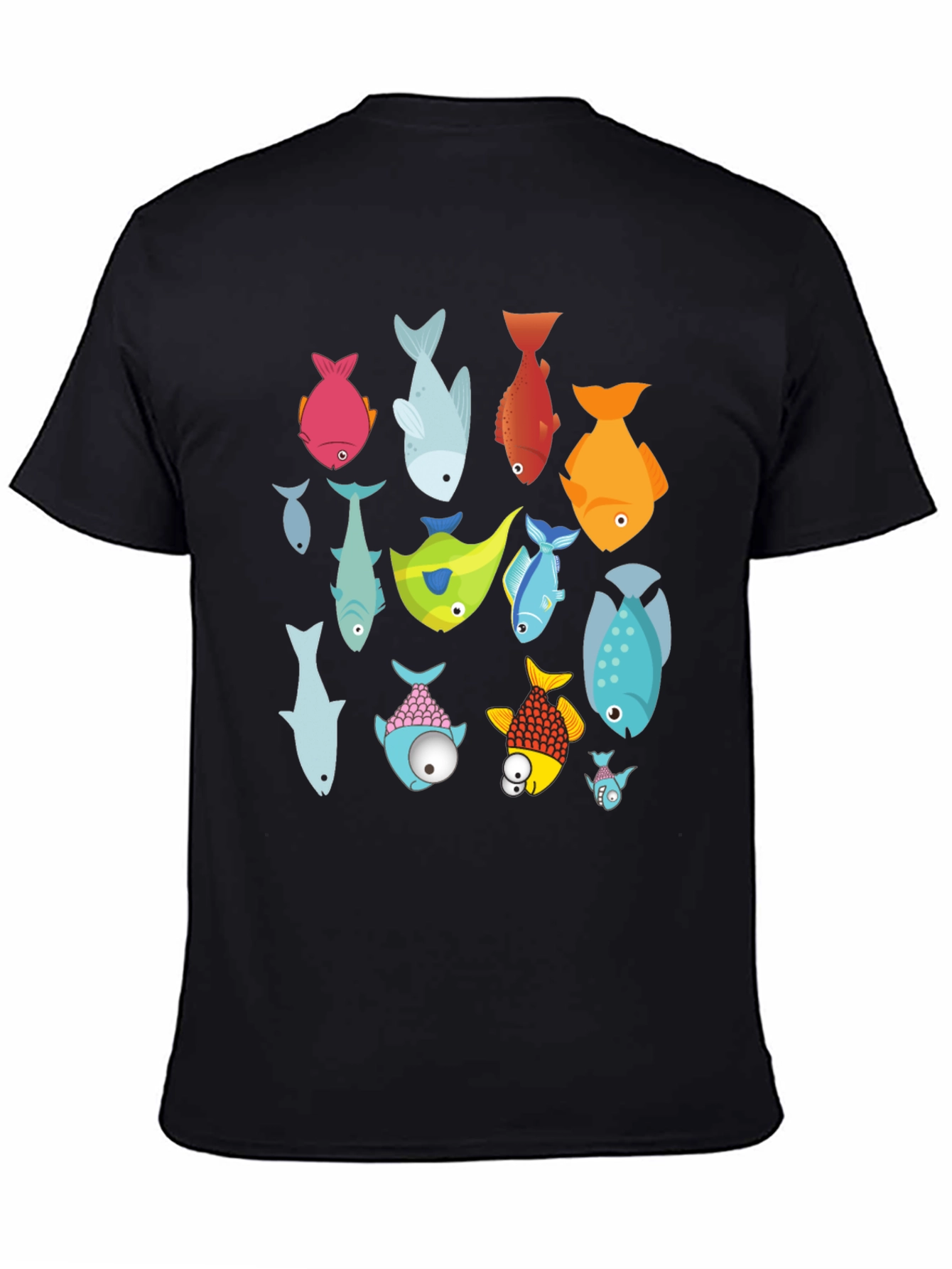 Black Funky Fish Graphic Tee - Black Cotton T-Shirt view 4