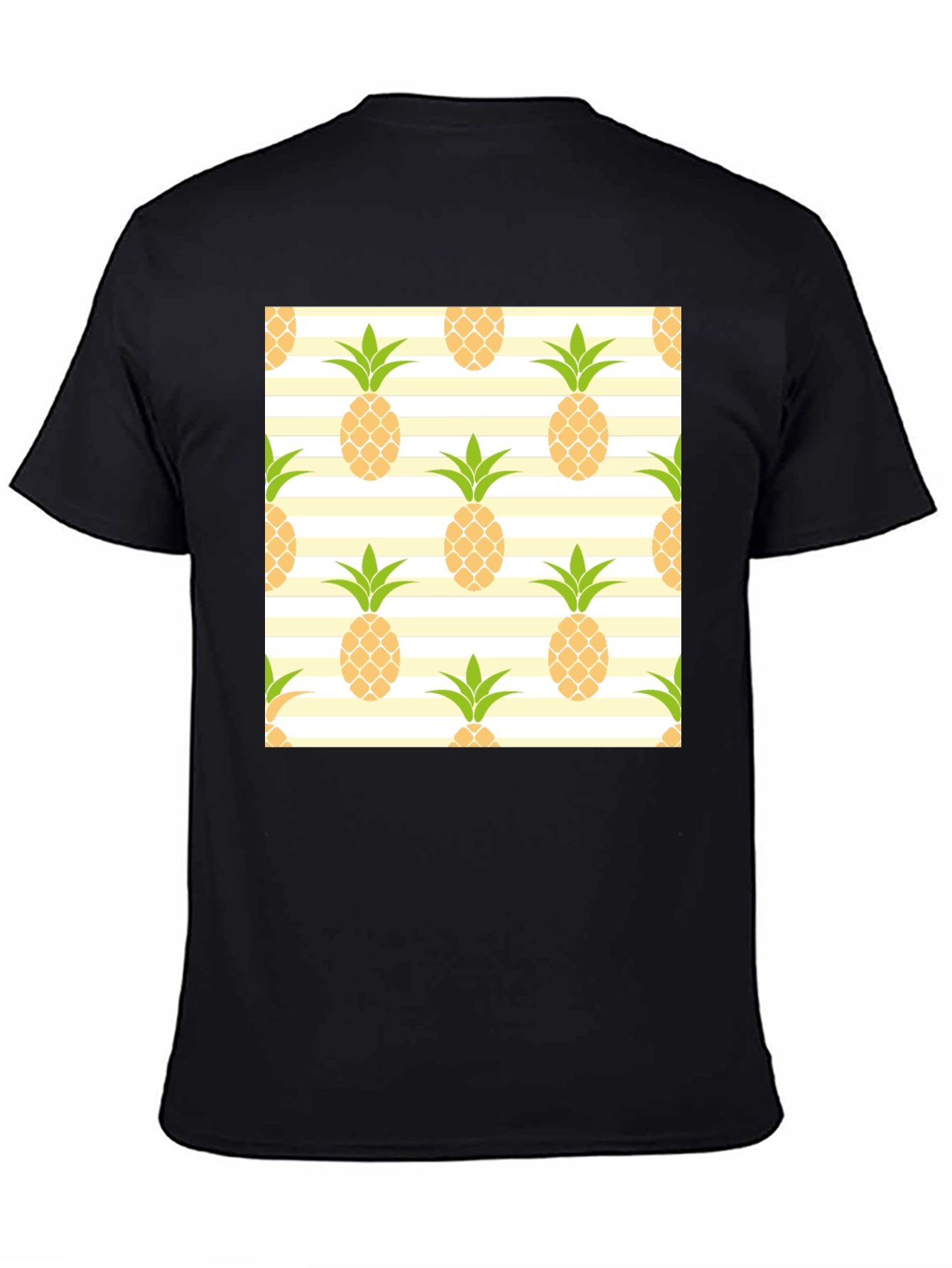 Black Pineapple Print Men's Tee view 4