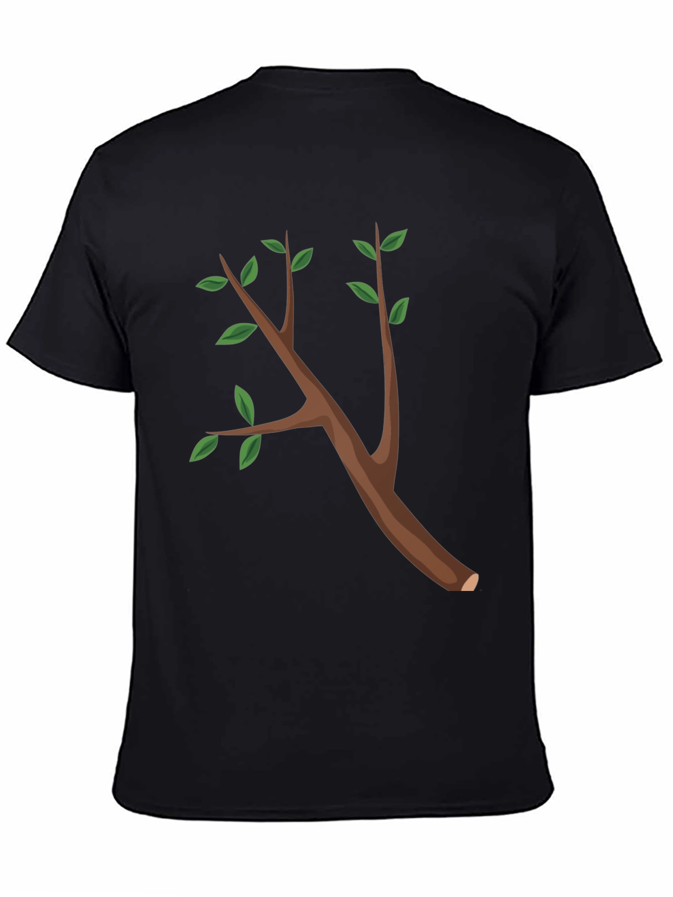Black Nature Branch Graphic Tee - Black Cotton T-Shirt view 4