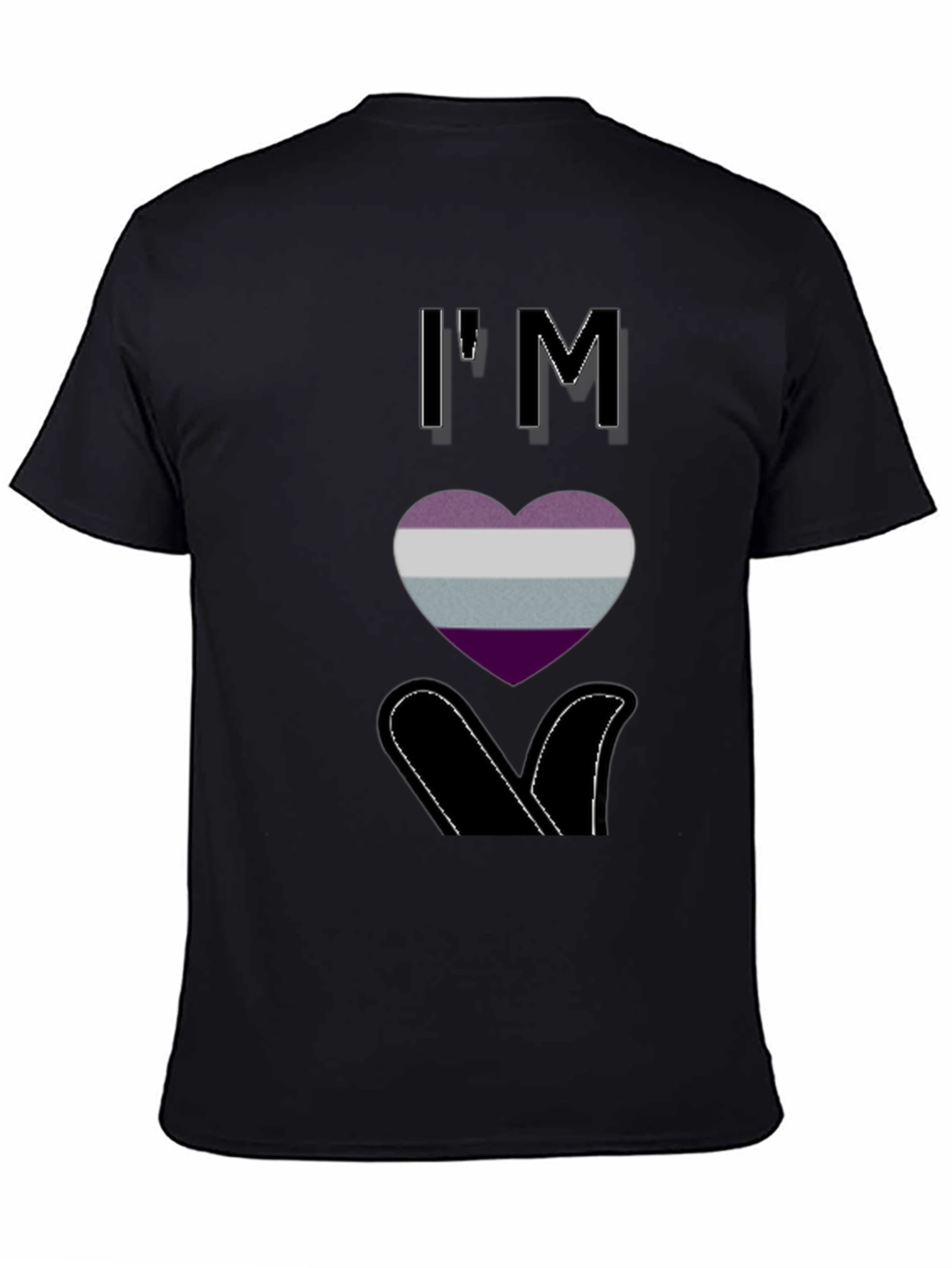 Black Asexual Pride T-Shirt - I'm Ace Heart Design view 4