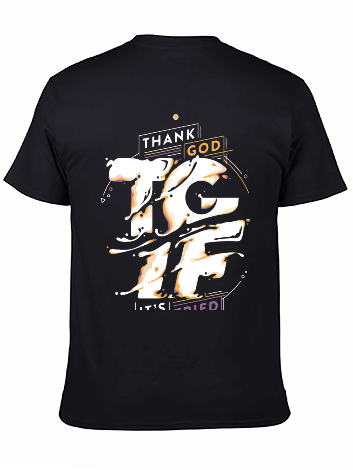 Black Thank God It's Fried Graphic T-Shirt view 4