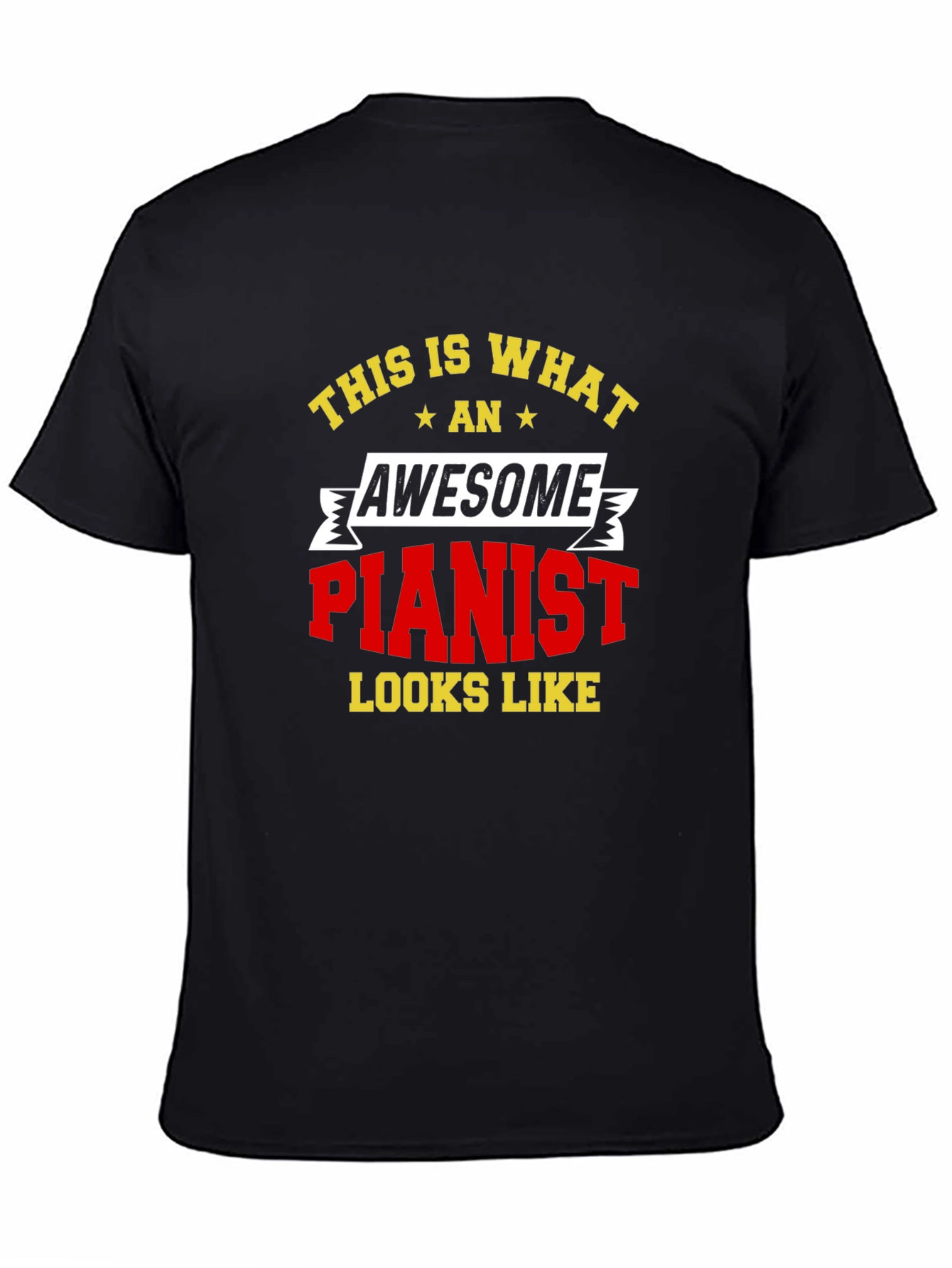 Black Awesome Pianist T-Shirt - Musician Tee view 4