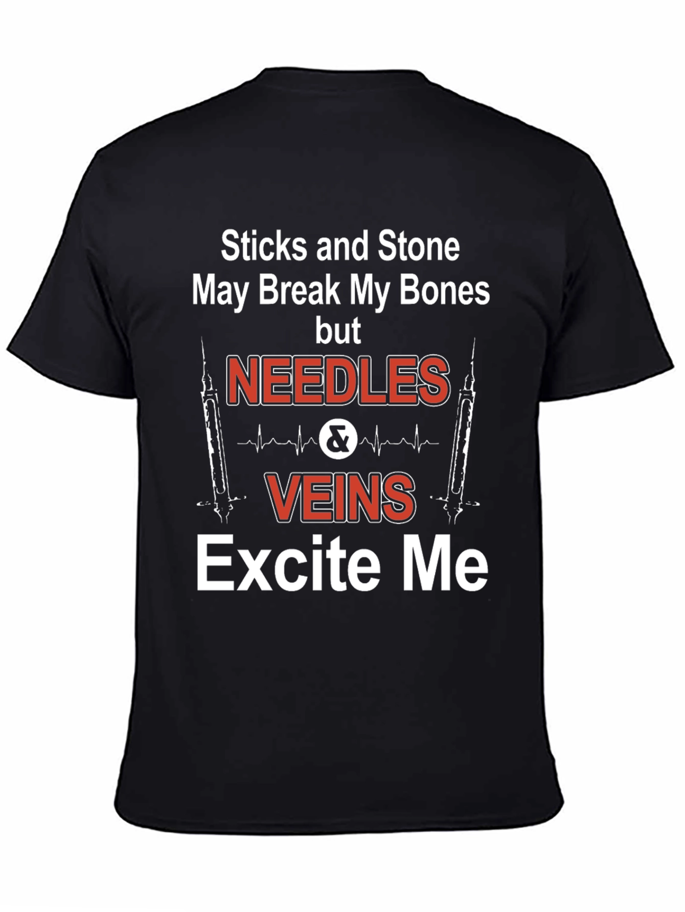 Black Needles & Veins Excite Me Graphic T-Shirt view 4