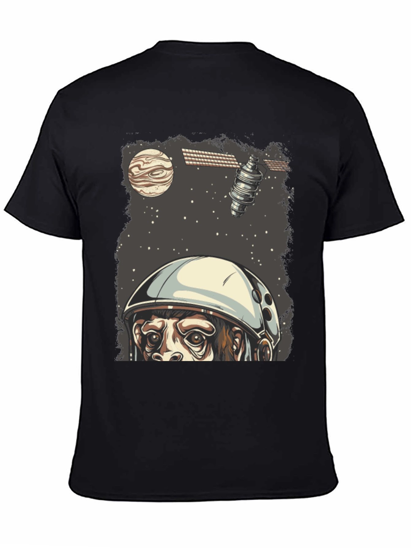 Black Astro Monkey T-Shirt - Space Adventure view 4