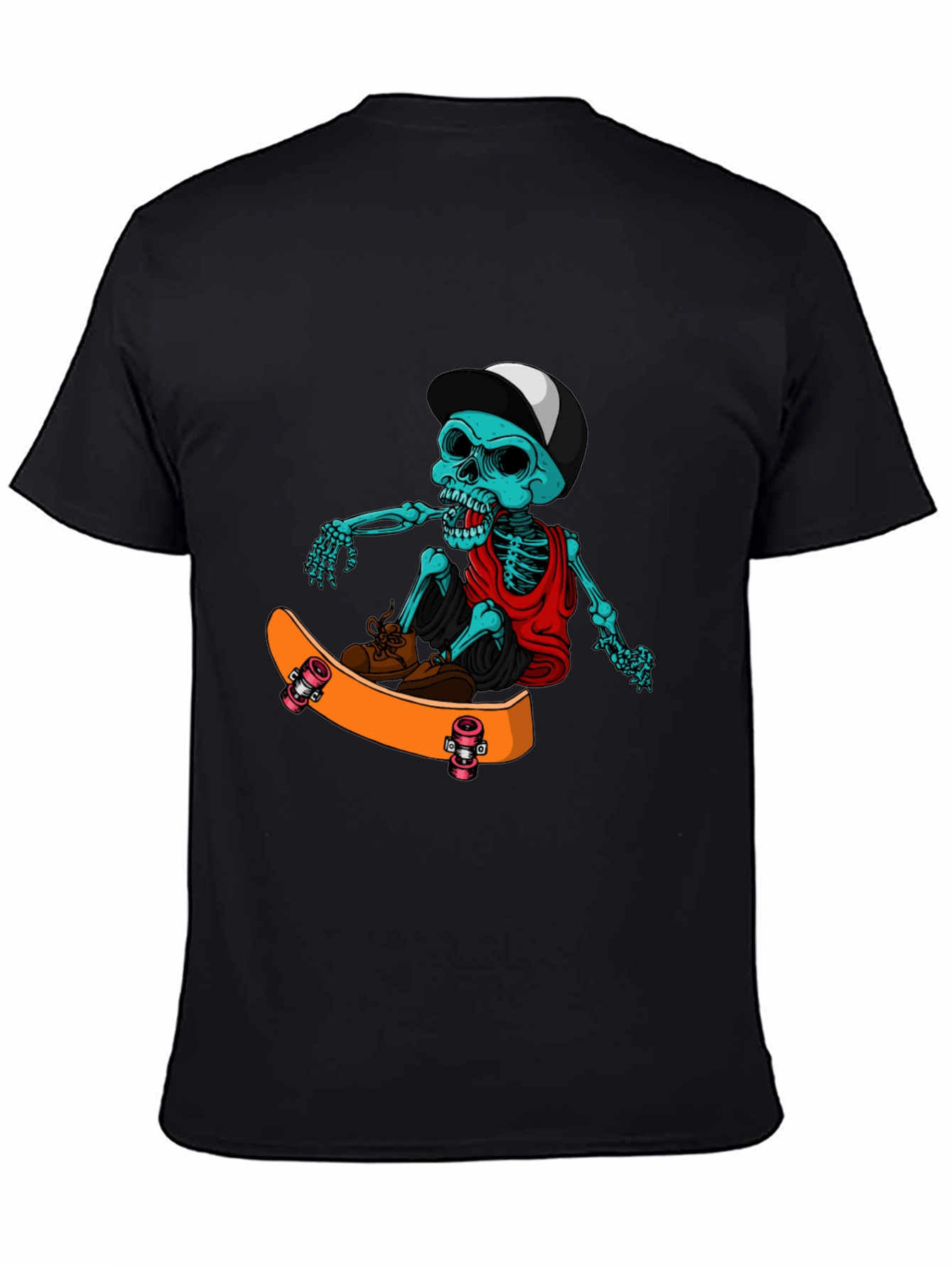 Black Skateboarding Skeleton T-Shirt view 4