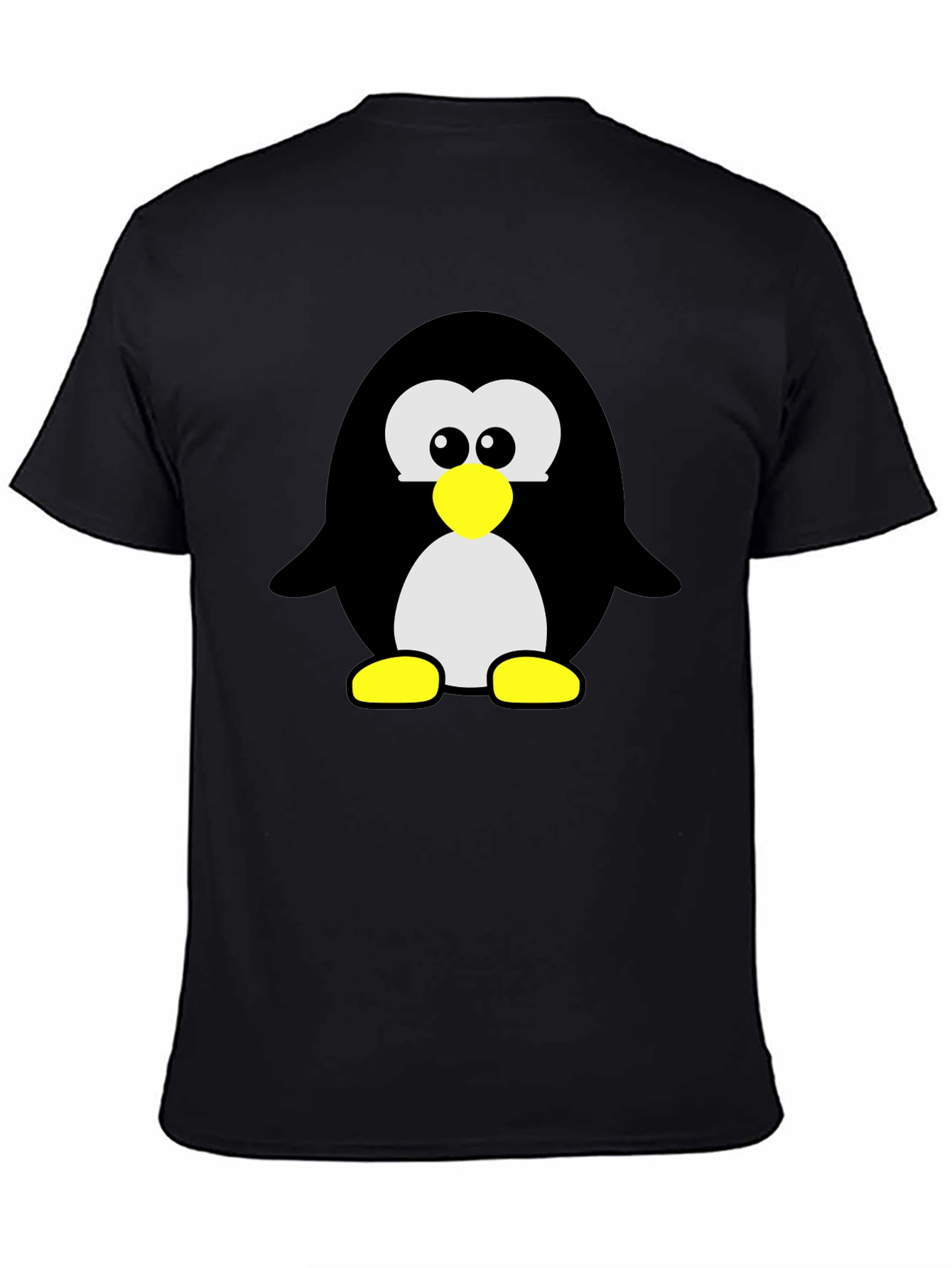Black Cartoon Penguin Graphic Print T-Shirt - Black view 4