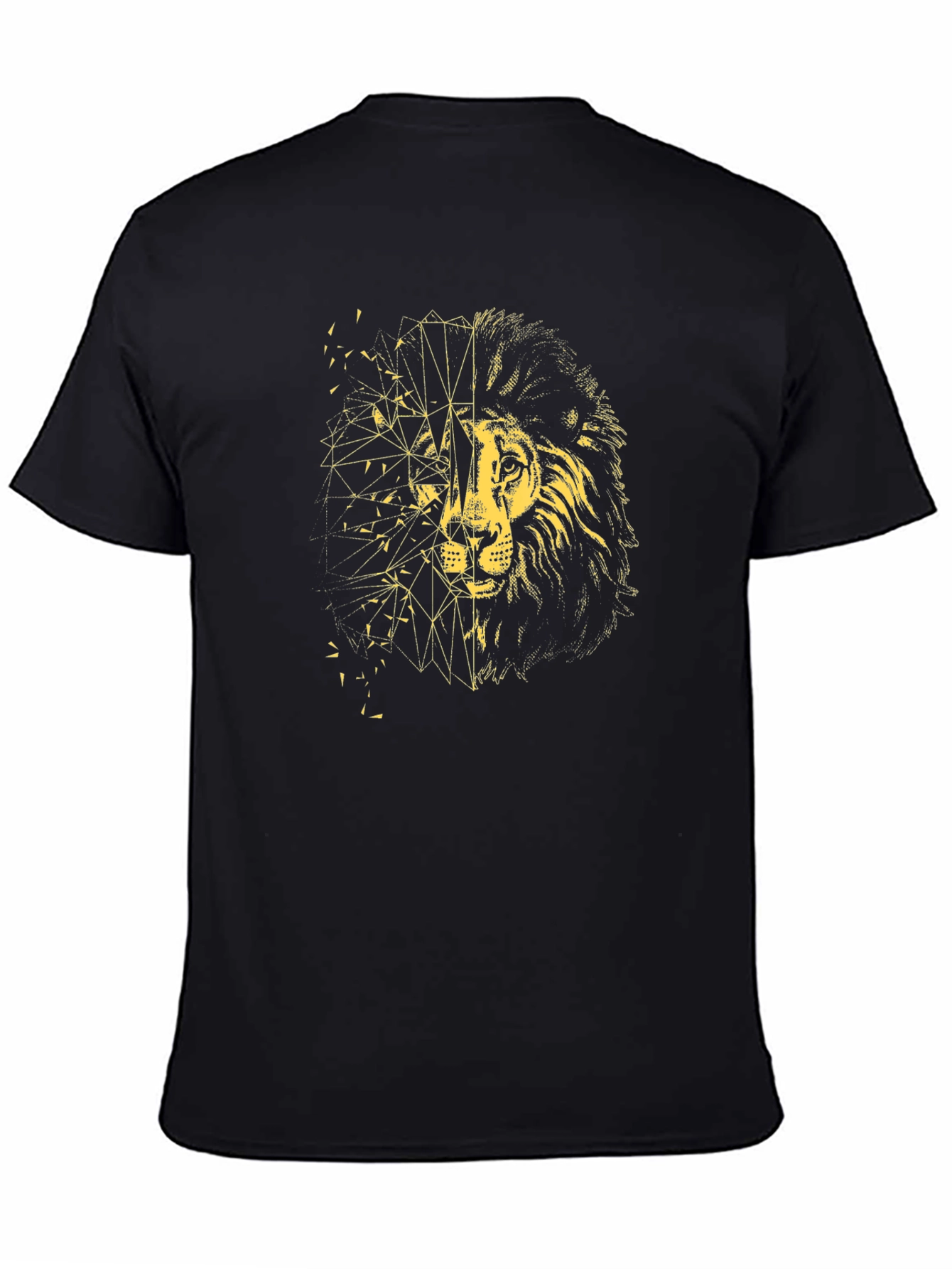 Black Geometric Lion Graphic Tee - Black view 4