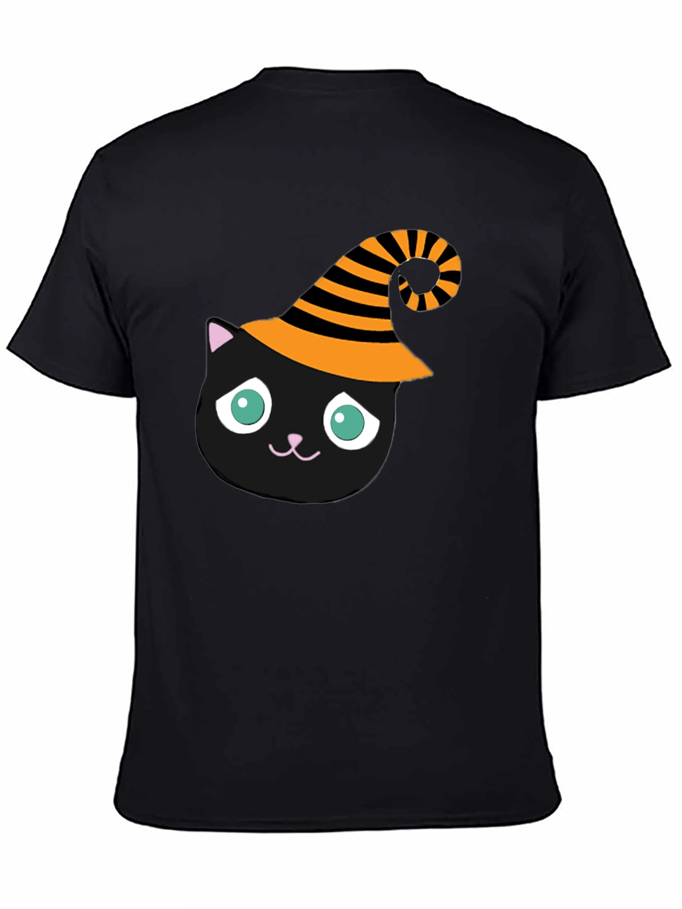Black Halloween Cat T-Shirt - Witch Hat Black Cat Tee view 4