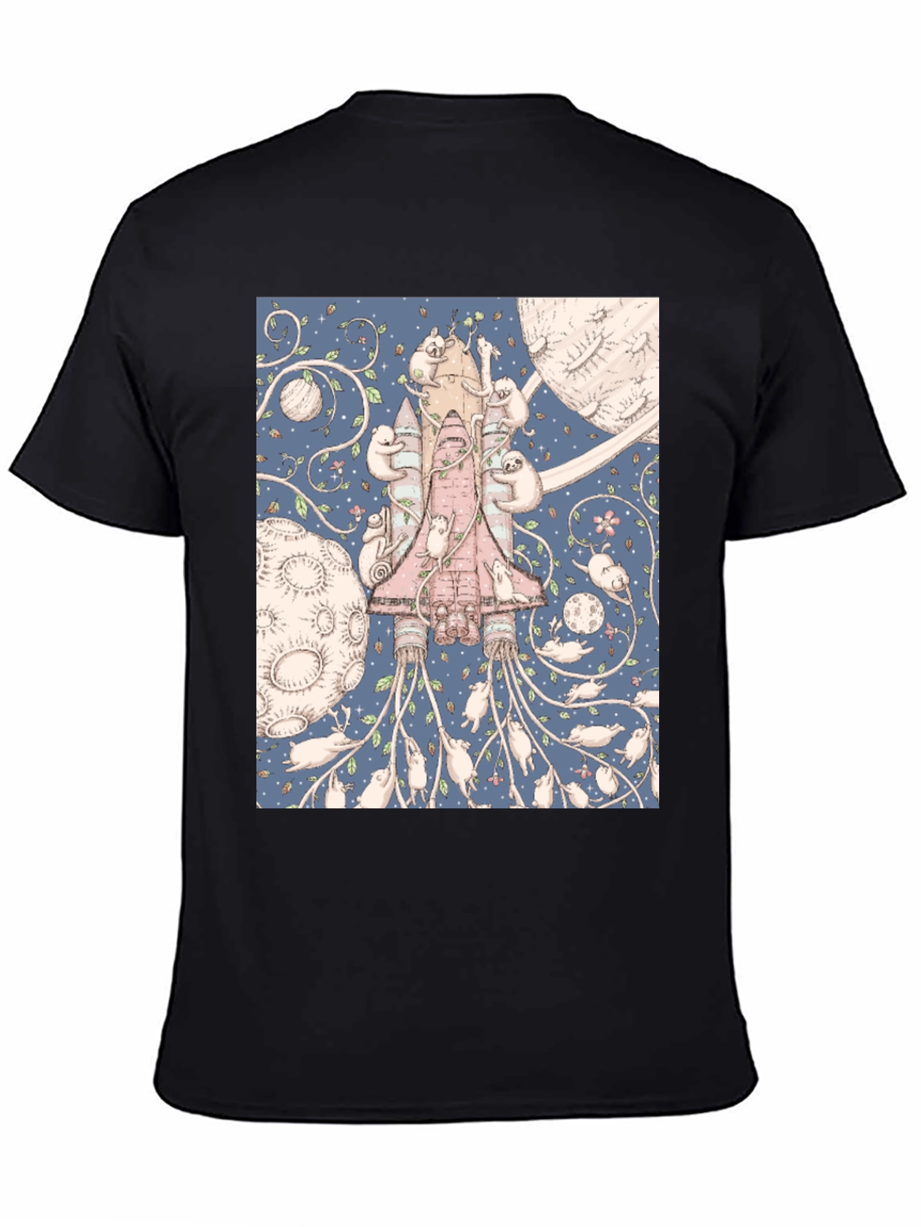 Black Space Sloth T-Shirt - Unique Graphic Tee view 4