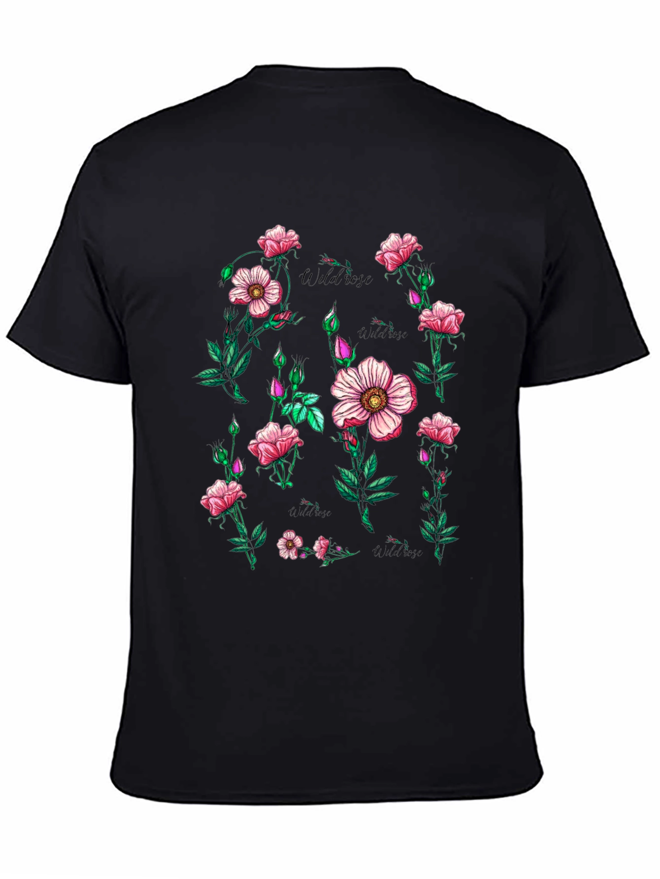 Black Wildrose Floral Print Black T-Shirt view 4