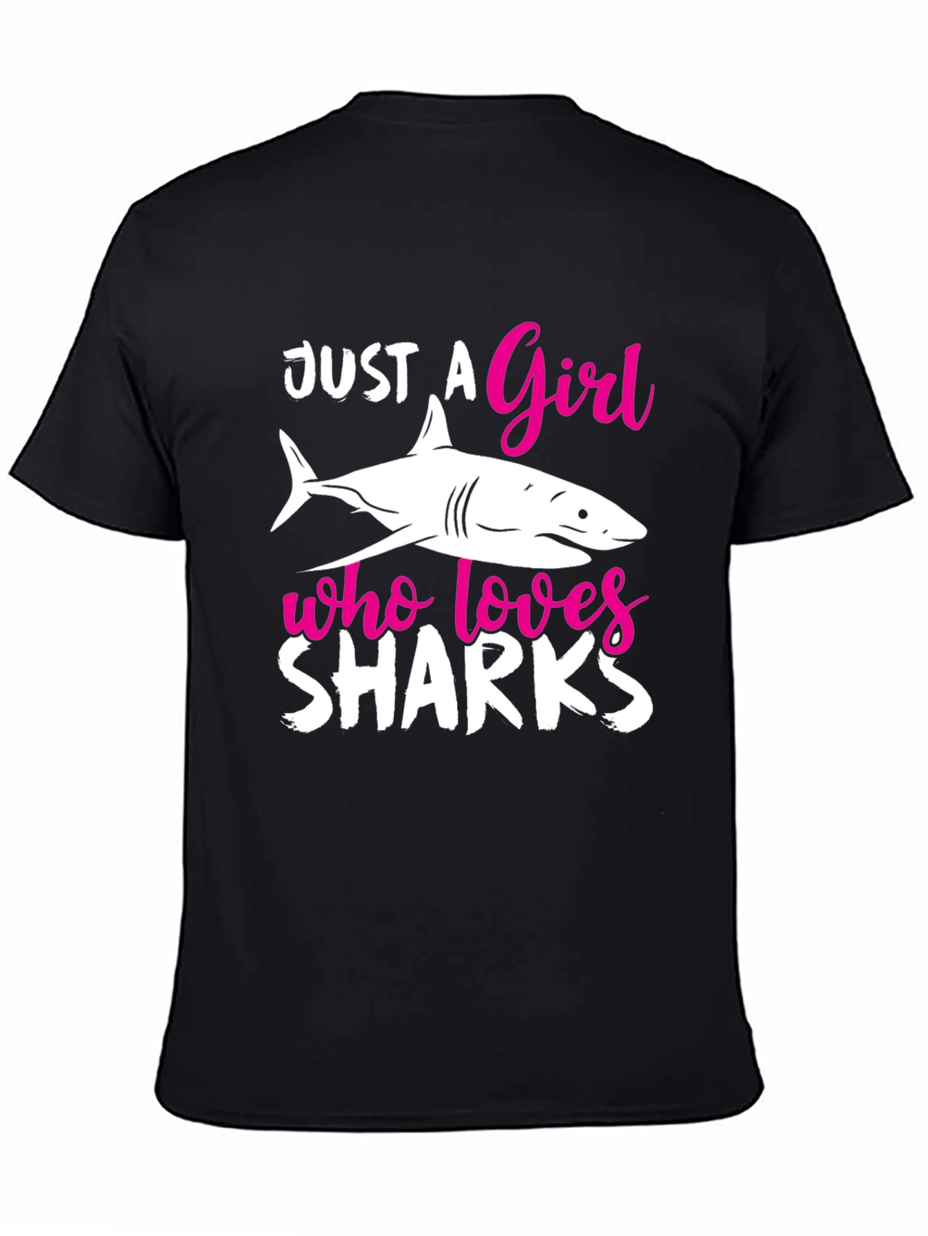 Black Just a Girl Who Loves Sharks T-Shirt view 4