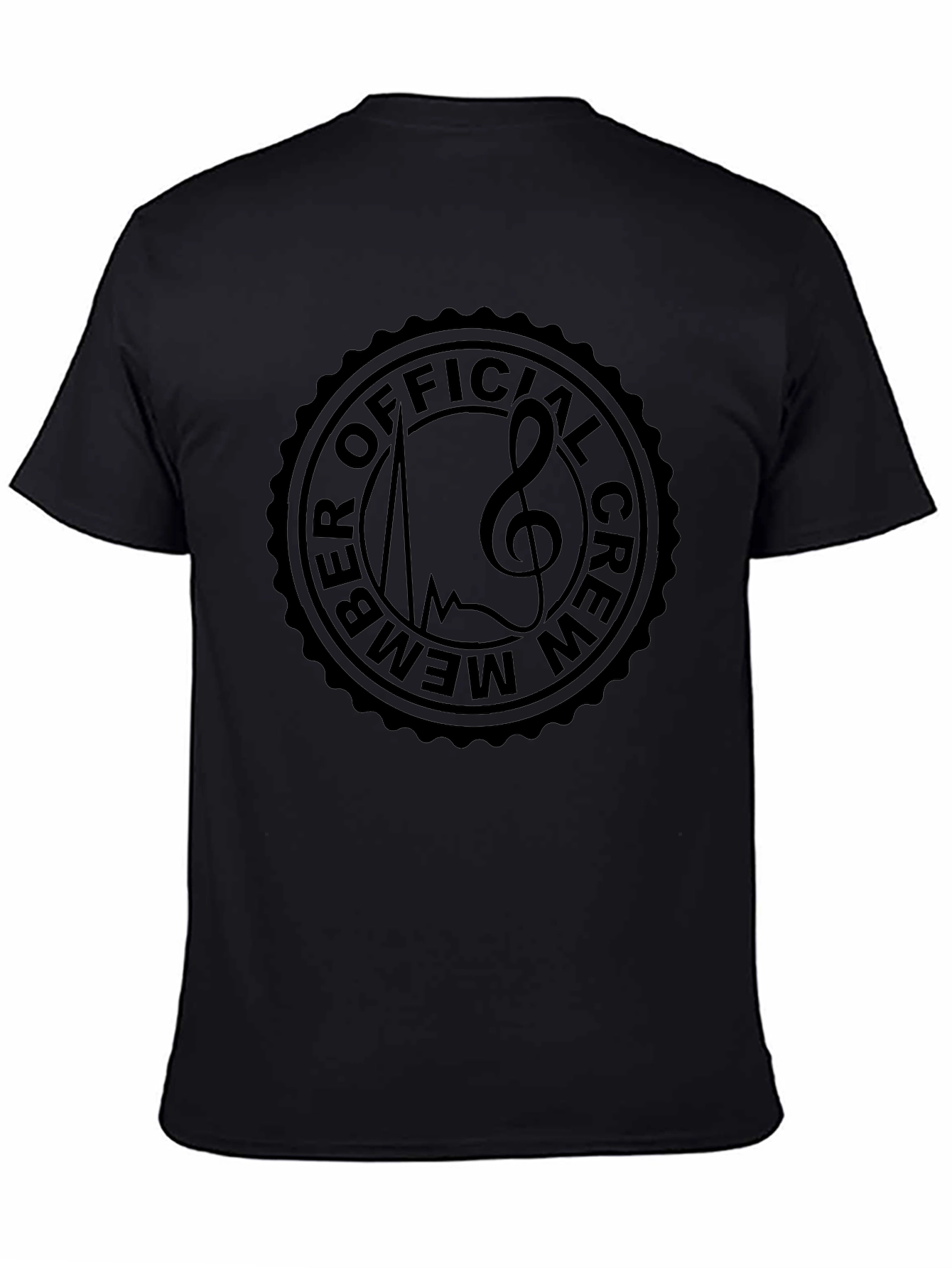 Black Official Crew Member Treble Clef Black T-Shirt view 4