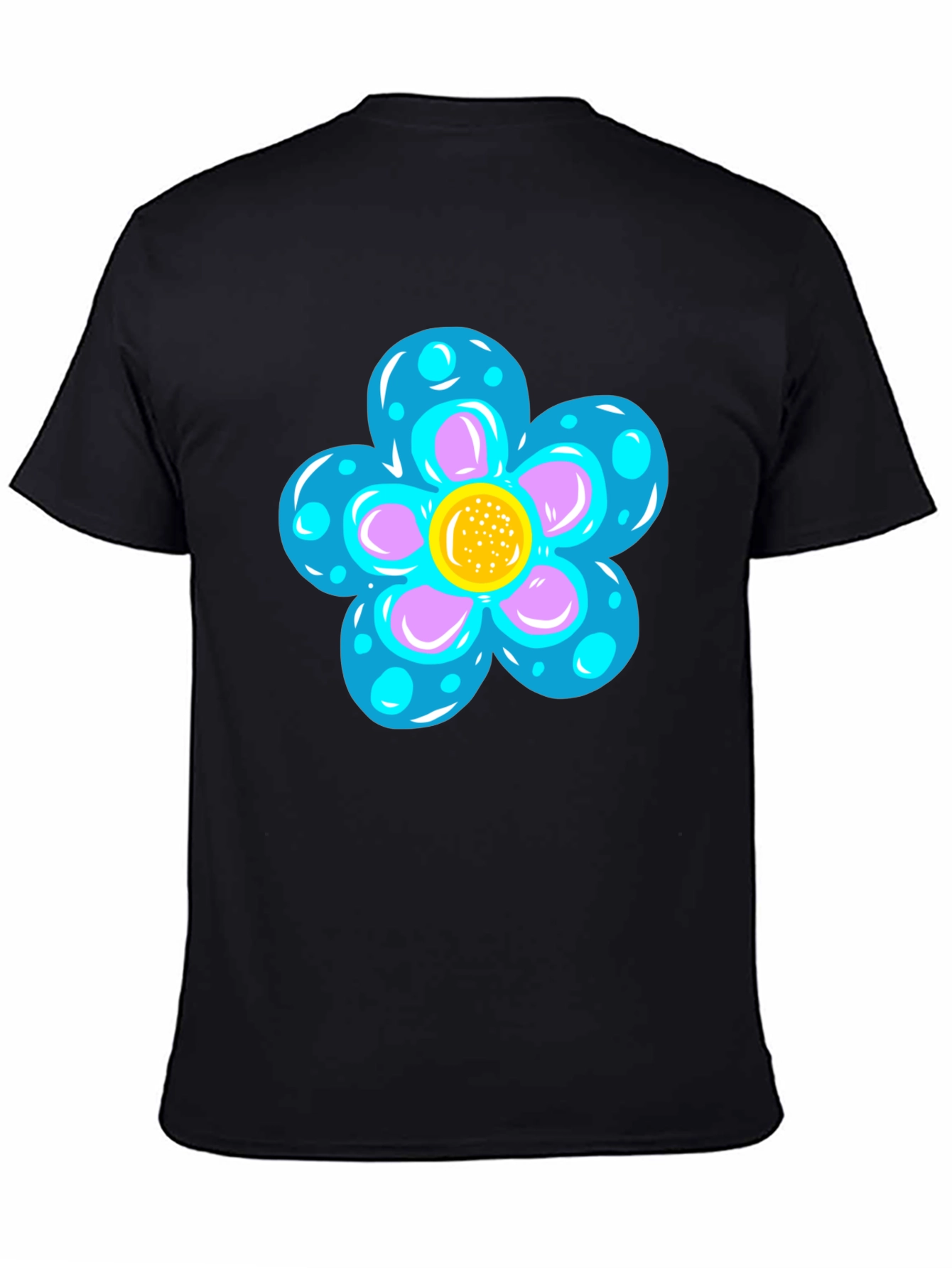 Black Funky Flower Graphic Black T-Shirt view 4