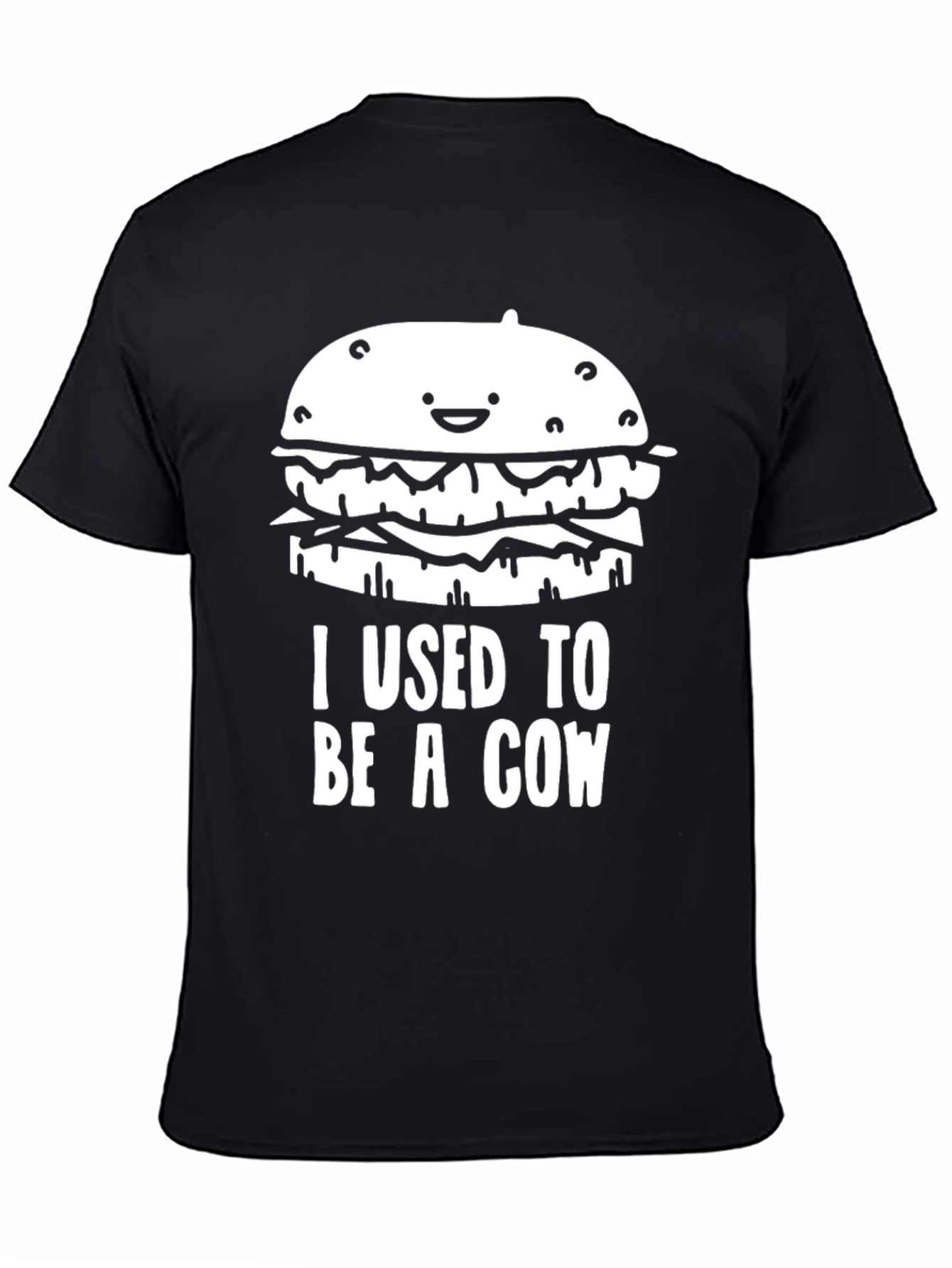 Black Funny Hamburger T-Shirt: I Used to Be a Cow view 4