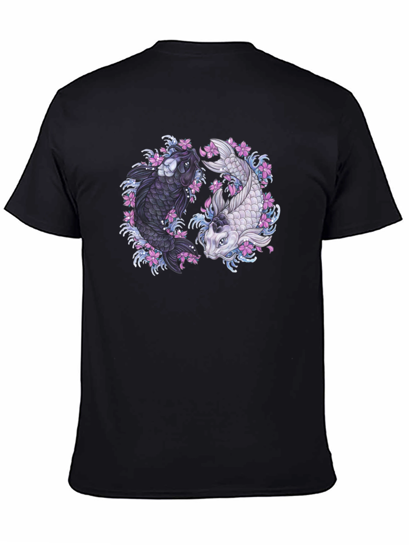 Black Yin Yang Koi Fish Graphic Tee view 4