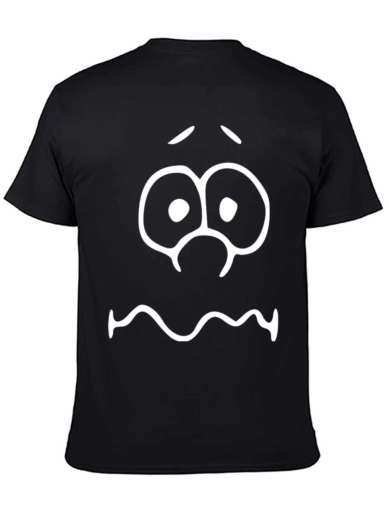 Black Funny Graphic Tee - Scared Face Black T-Shirt view 4