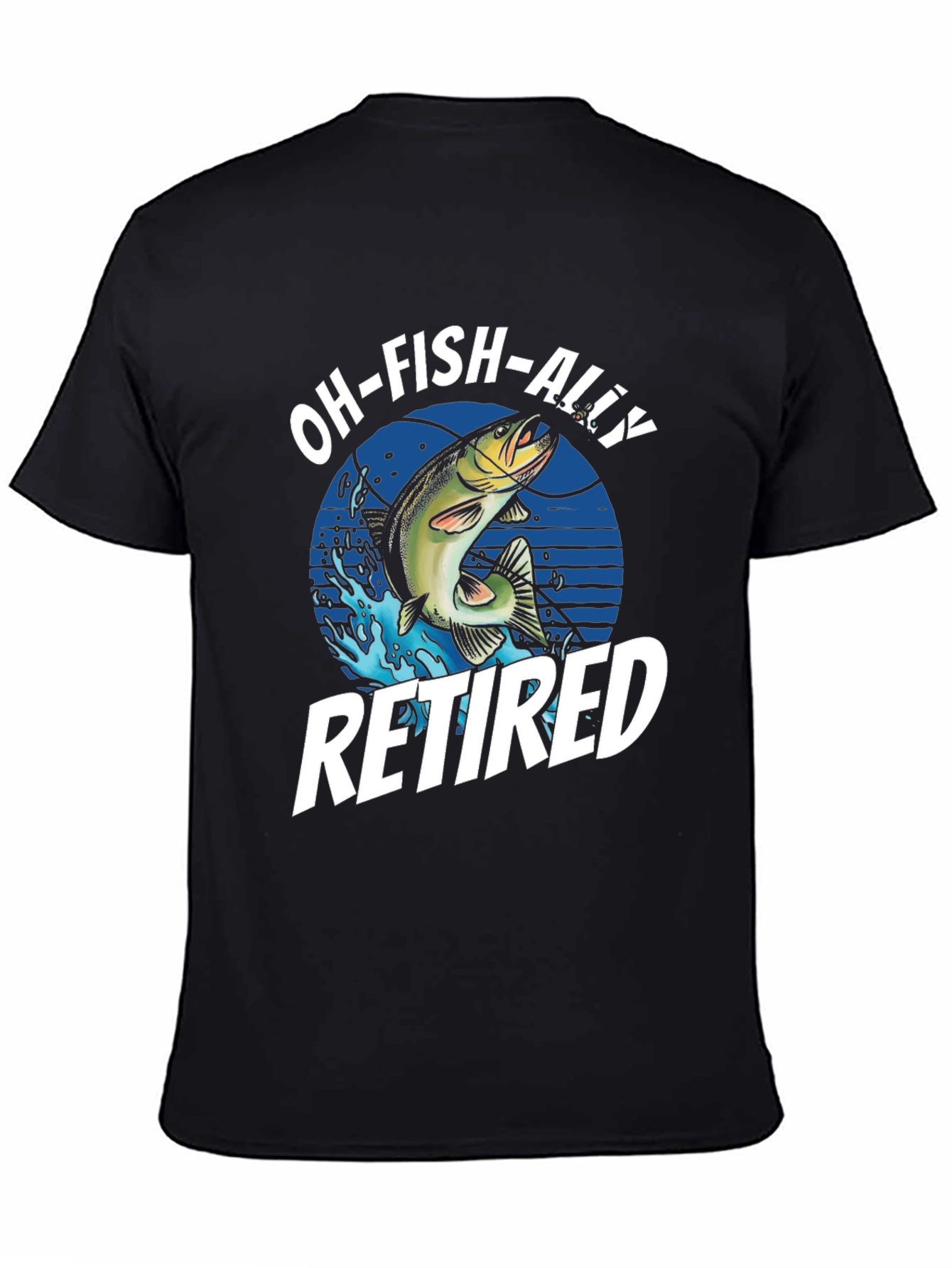 Black Oh-Fish-Ally Retired Men's Black Graphic Tee view 4