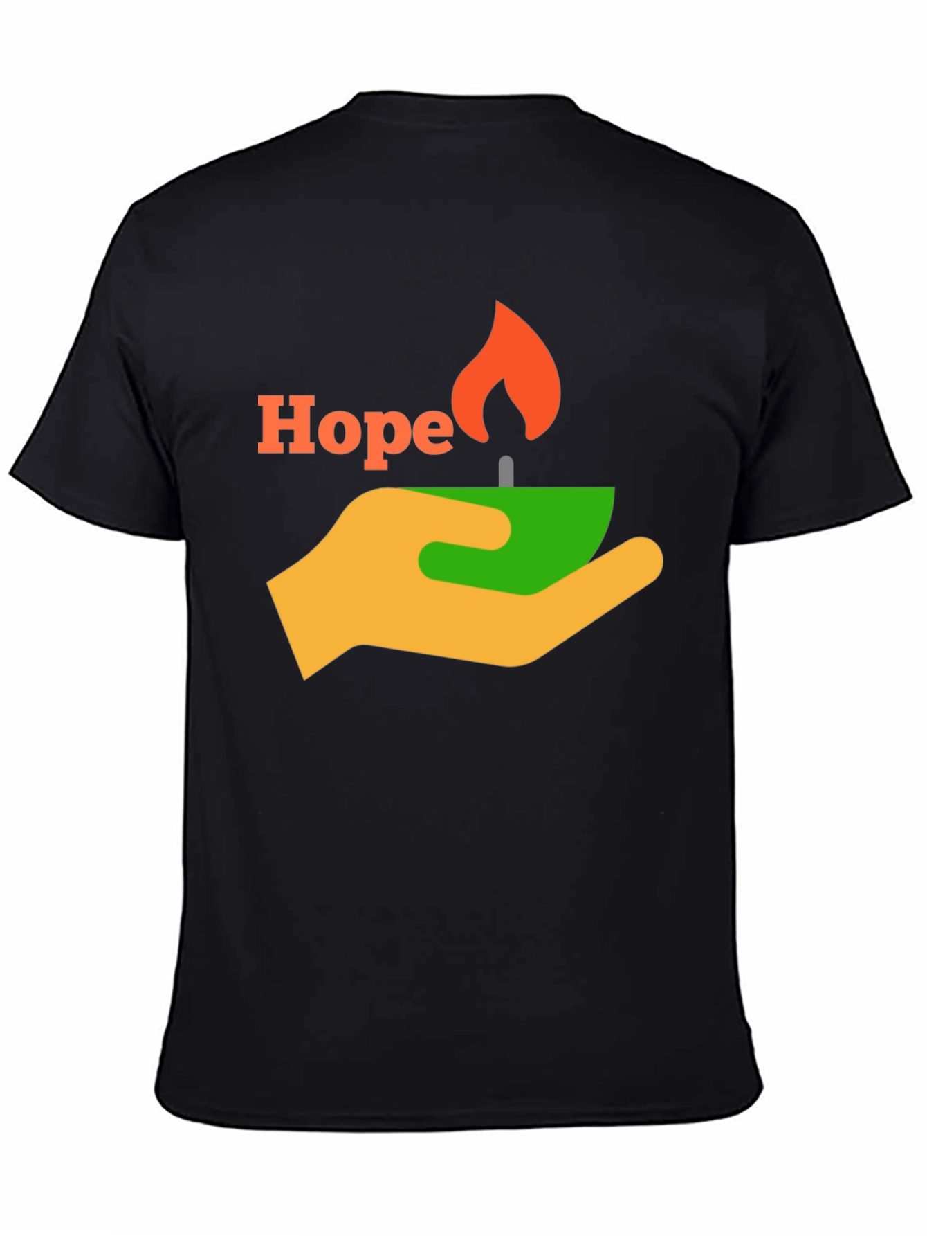 Black Hope T-Shirt - Graphic Tee with Hand and Candle Design view 4