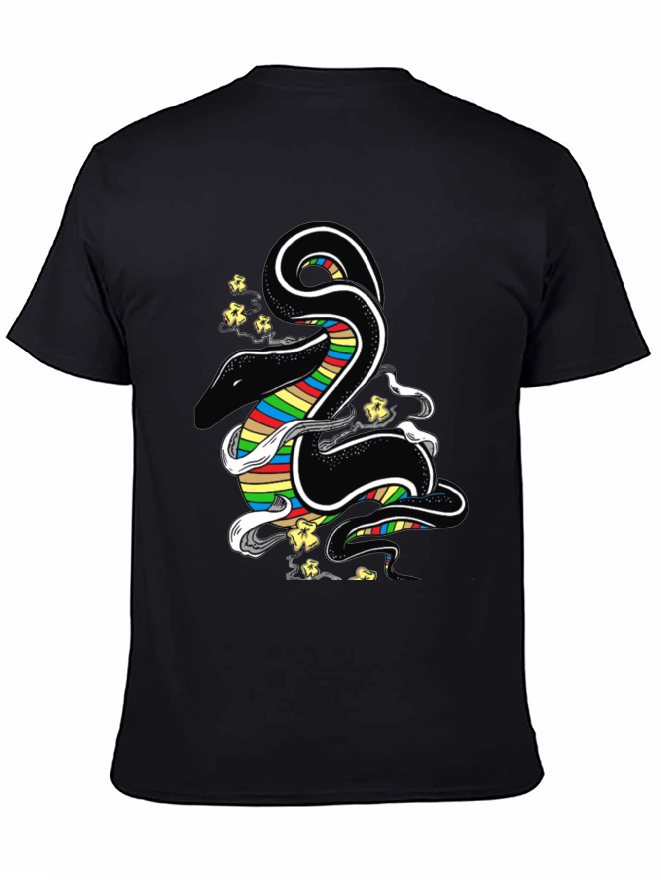 Black Rainbow Snake Graphic T-Shirt - Men's view 4