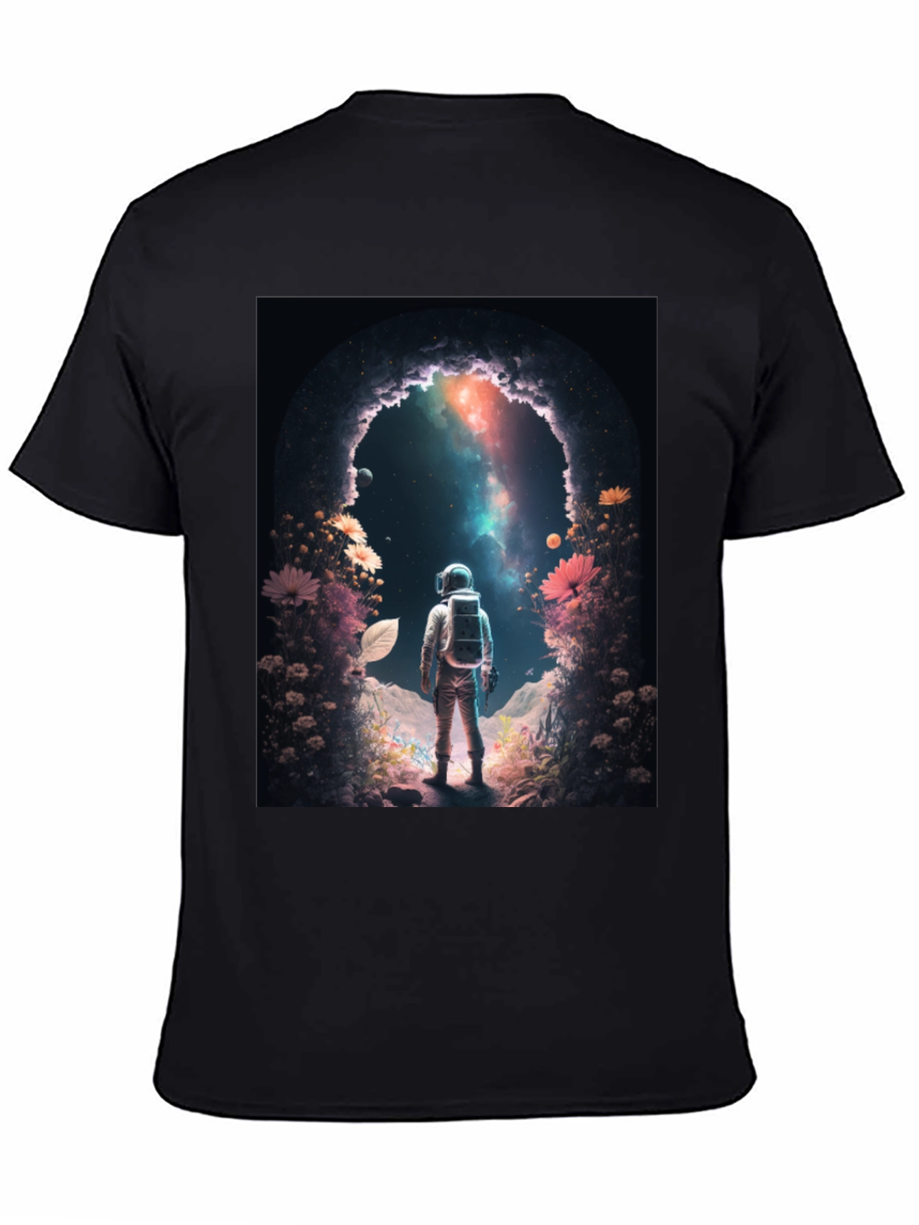 Black Astronaut Galaxy Portal Graphic Tee - Black view 4