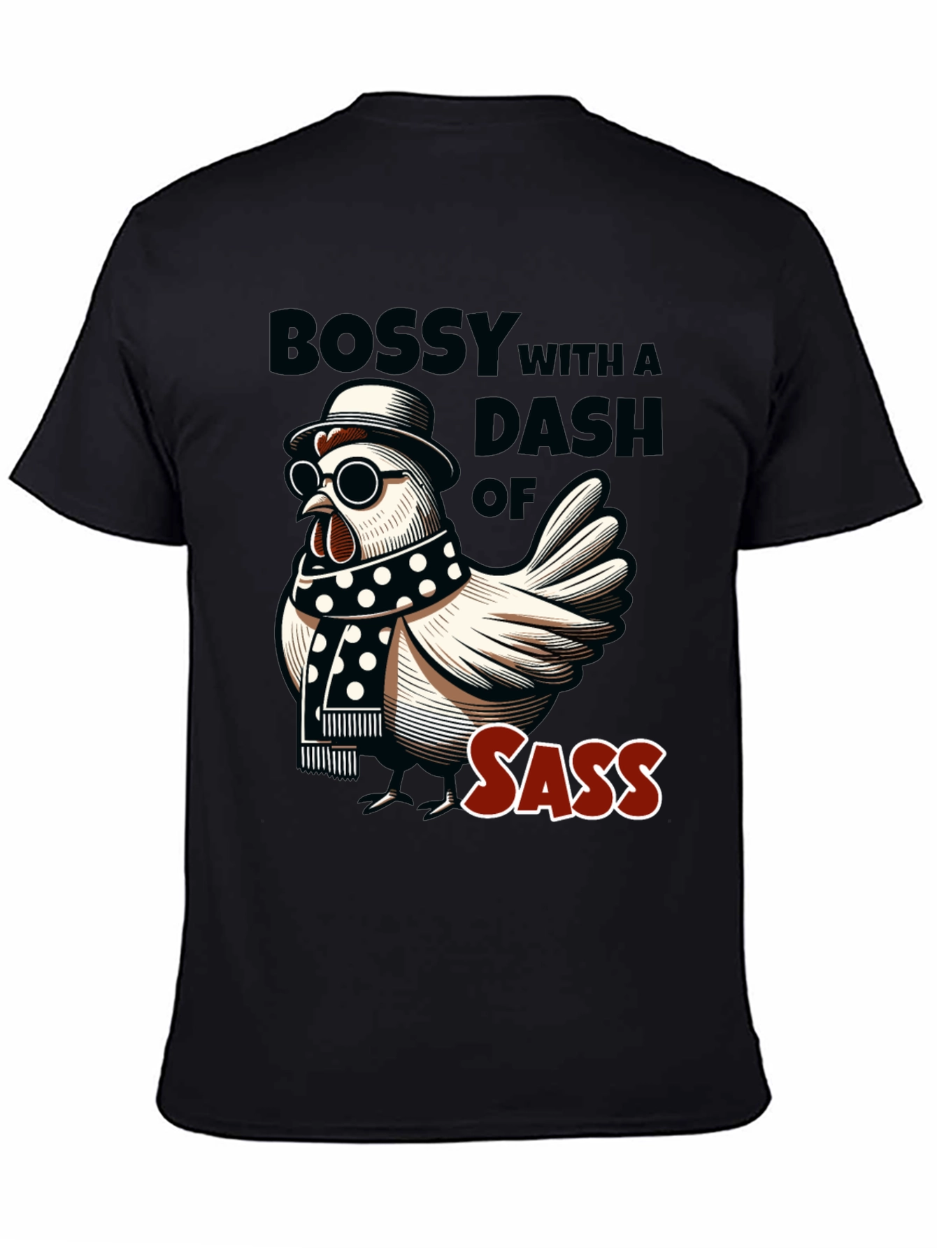 Black Bossy Sass Chicken Graphic Tee view 4