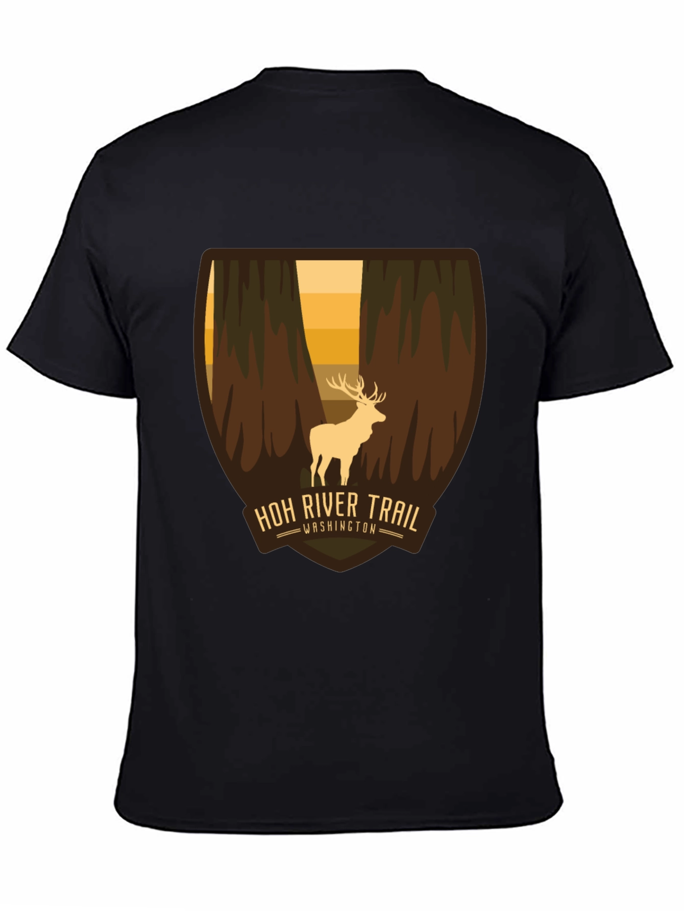 Black Hoh River Trail Washington Graphic Tee view 4