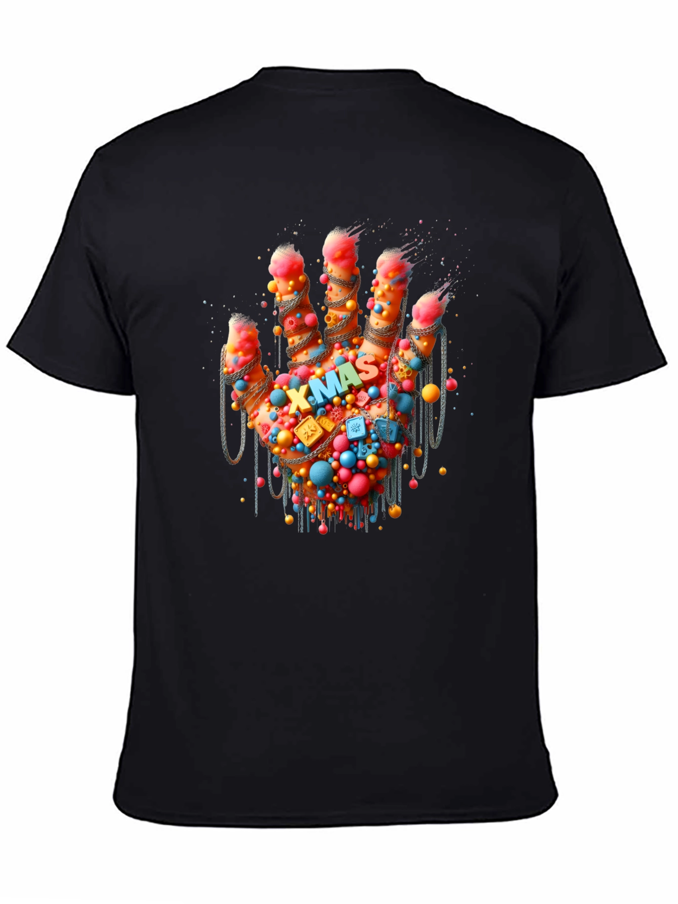 Black Festive Hand Graphic Tee - Holiday Cheer view 4