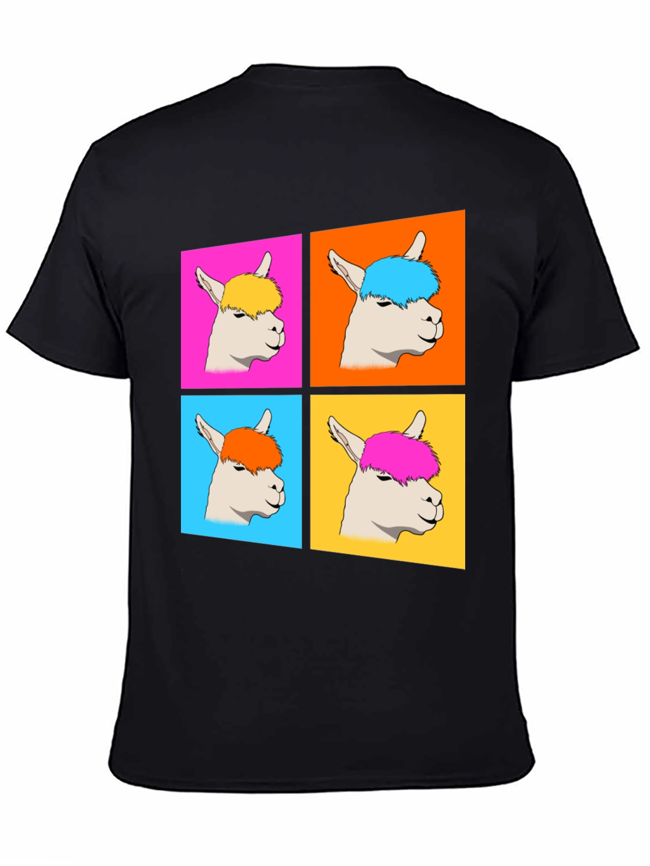 Black Alpaca Pop Art Graphic T-Shirt view 4