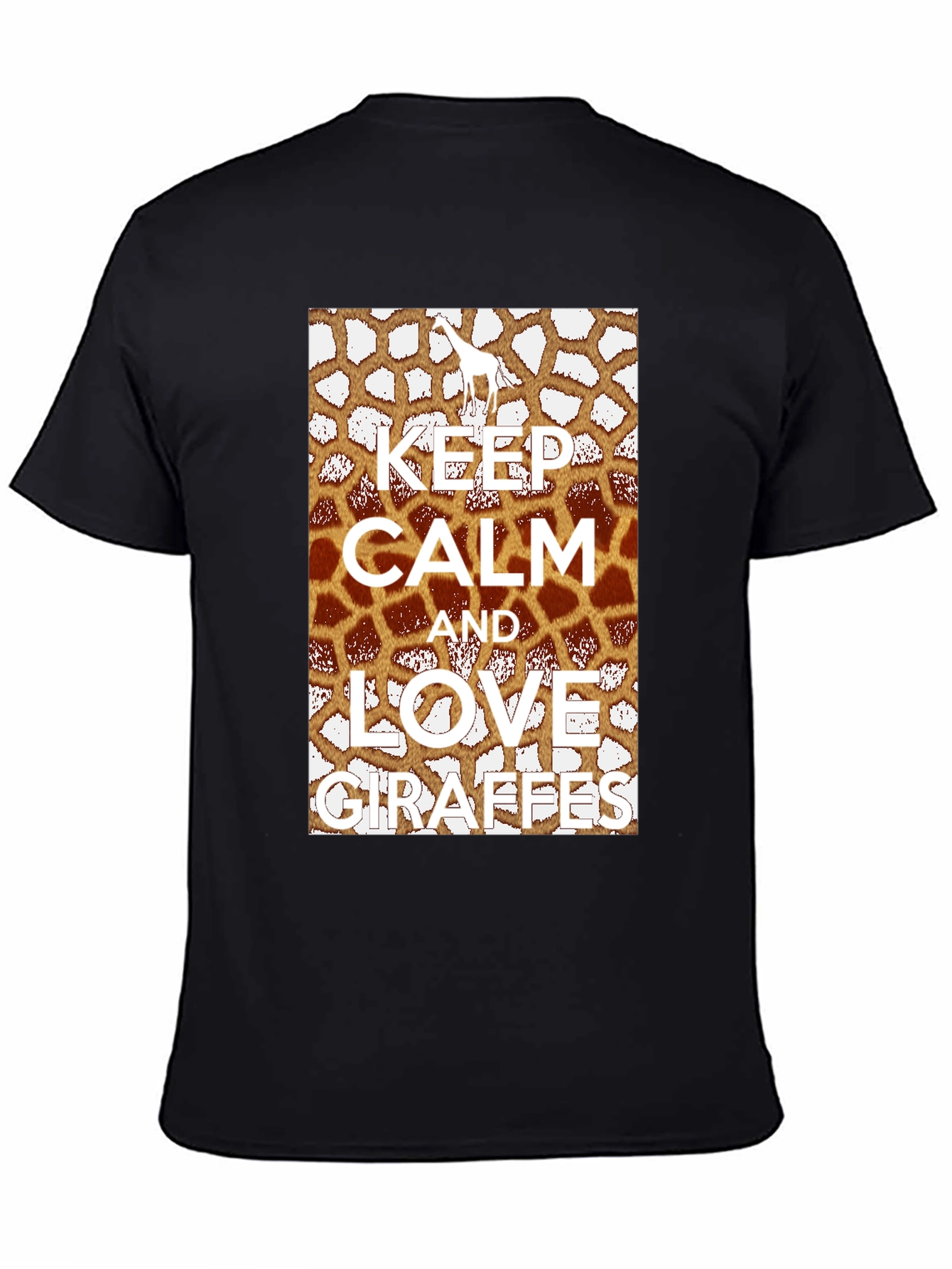 Black Keep Calm Love Giraffes Graphic Tee view 4