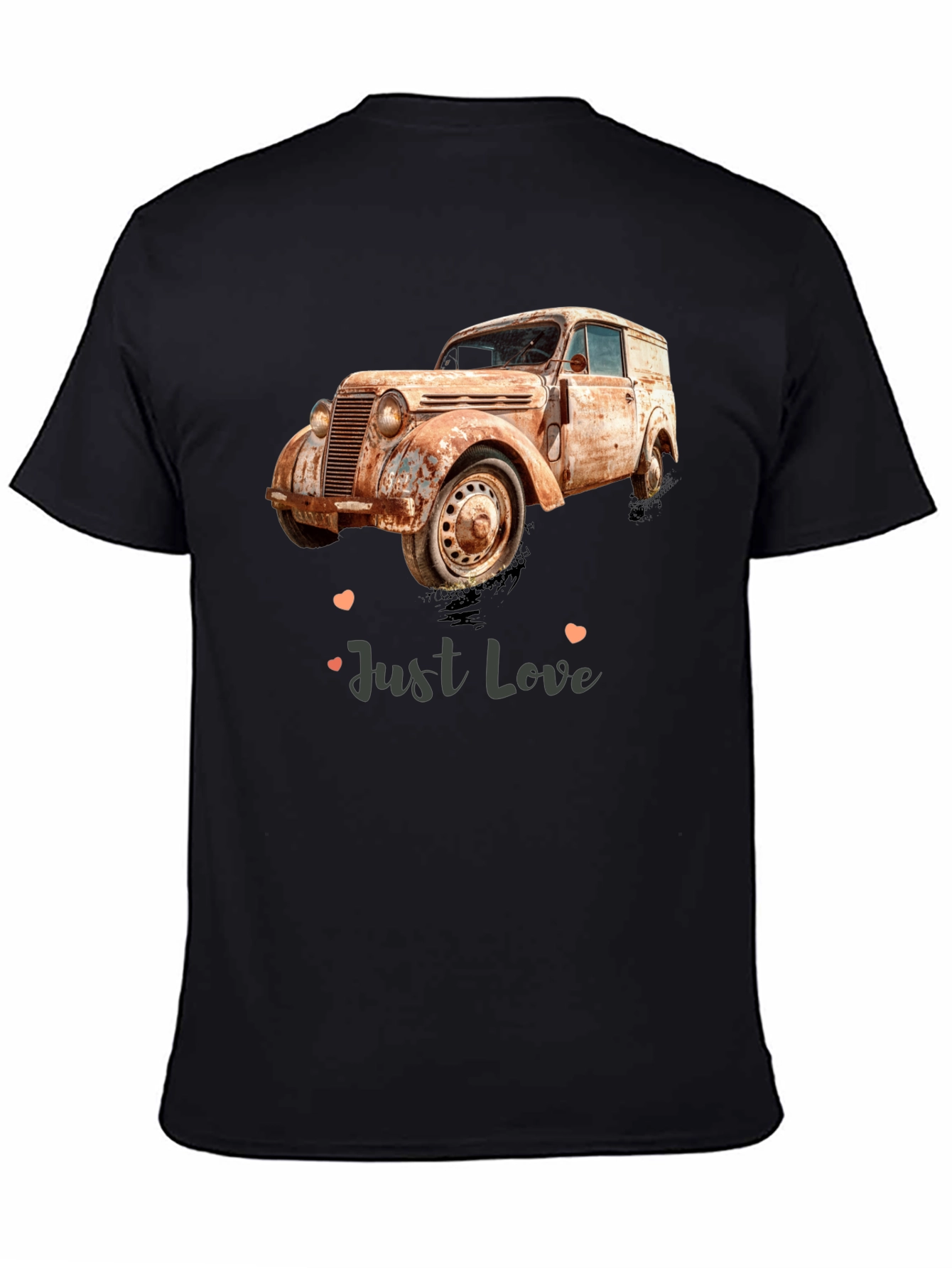 Black Vintage Car 'Just Love' Graphic Tee view 4