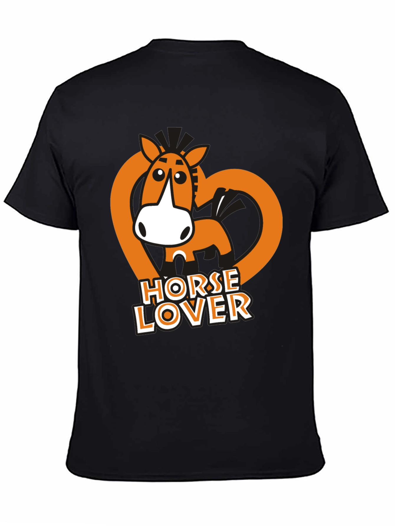 Black Horse Lover T-Shirt - Cute Cartoon Horse Design view 4
