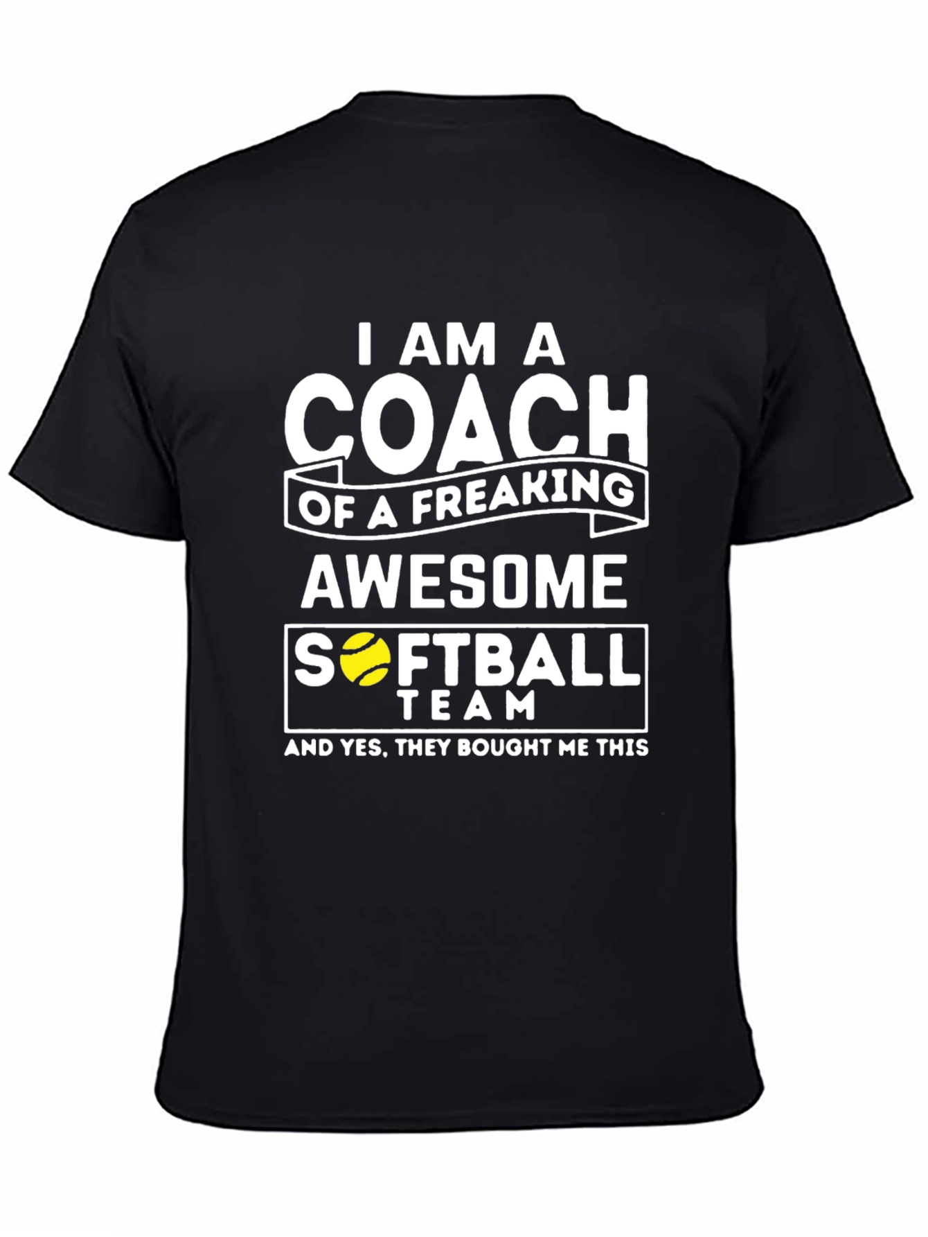 Black Awesome Softball Coach T-Shirt - Novelty Gift view 4