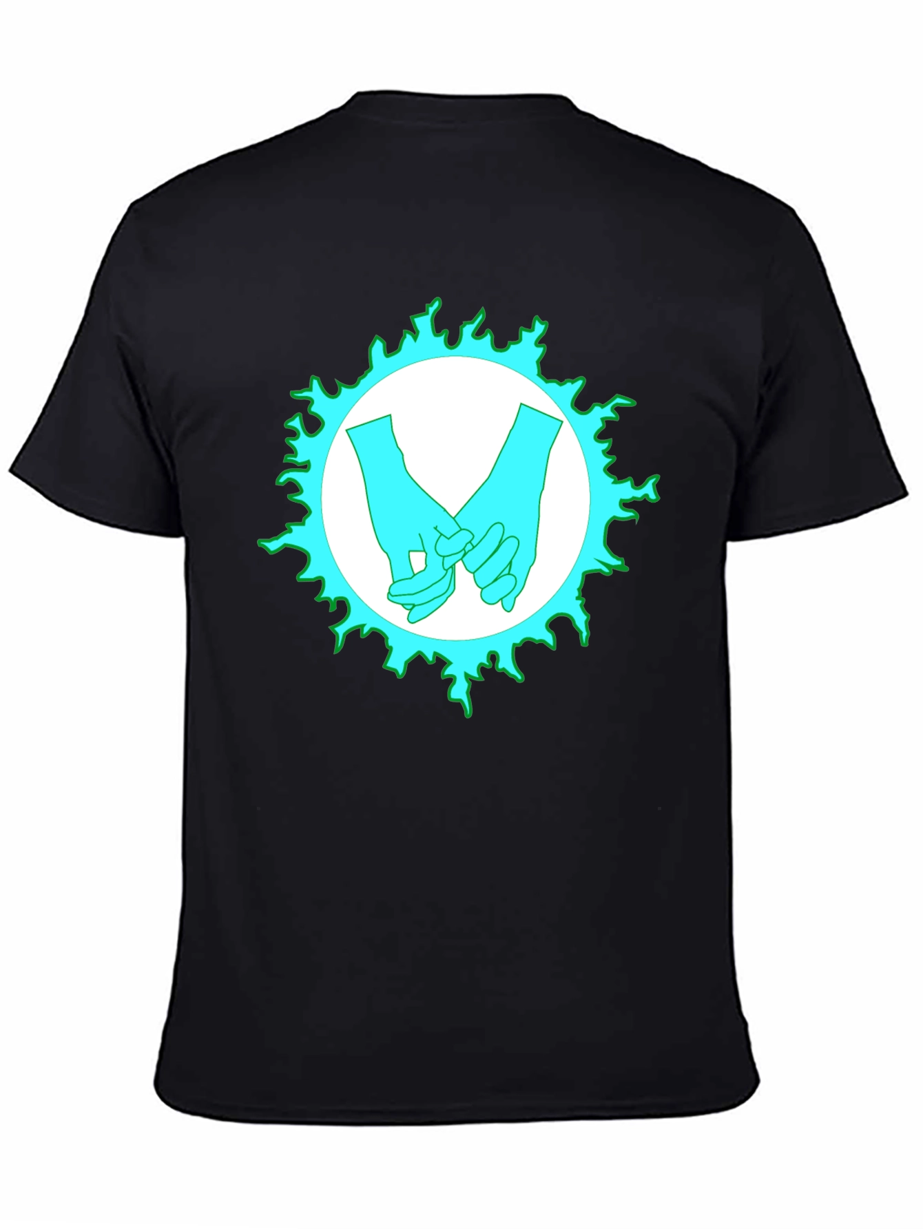 Black Cyan Hands Graphic Print Black T-Shirt view 4