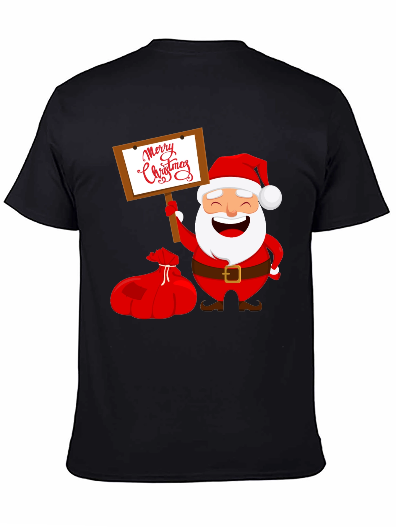 Black Merry Christmas Santa Graphic Tee view 4