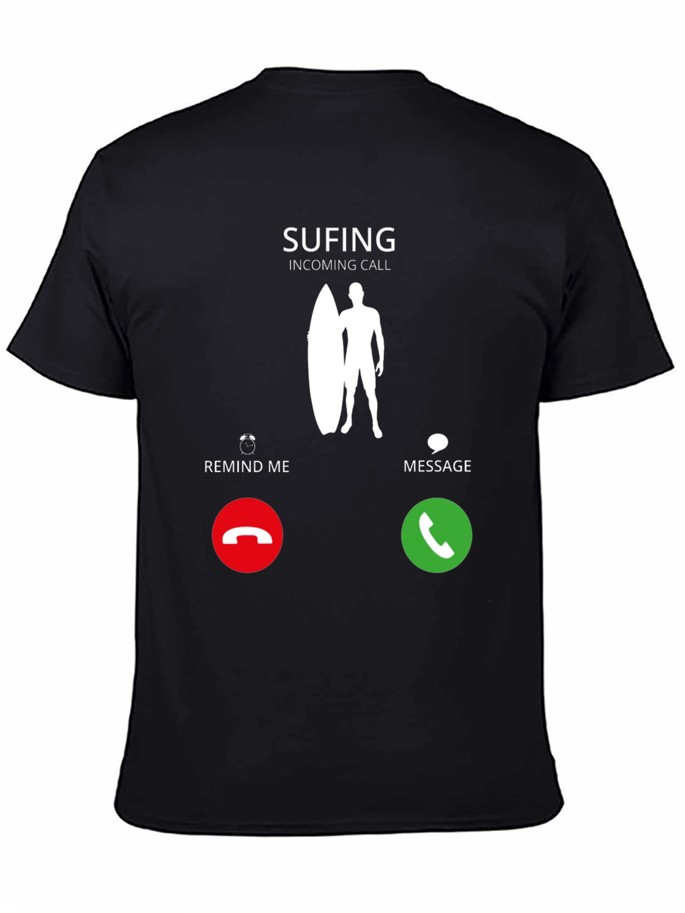 Black Surfing Incoming Call T-Shirt - Surf's Up! view 4