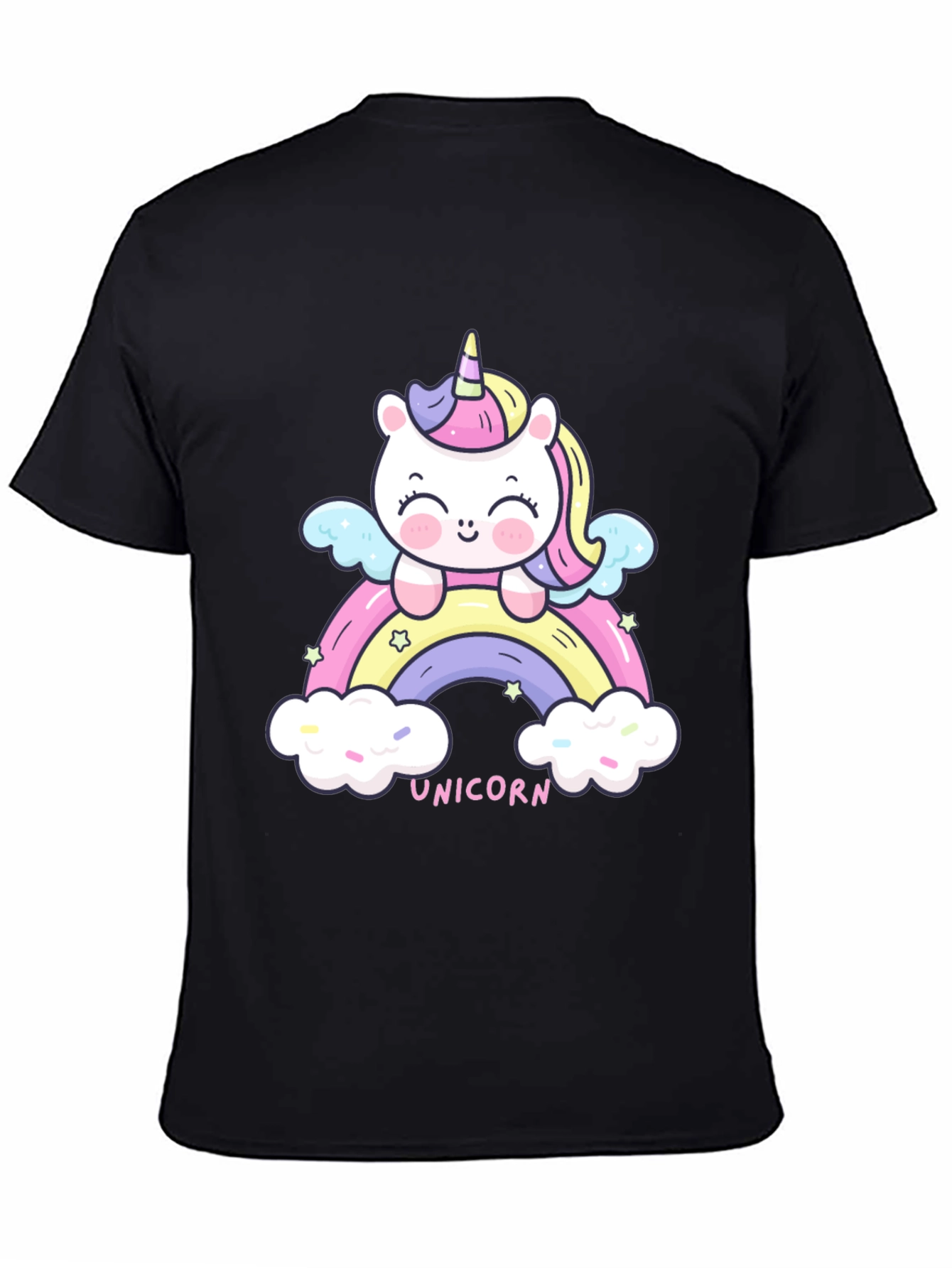 Black Unicorn Rainbow Graphic Tee - Cute Kawaii Style view 4