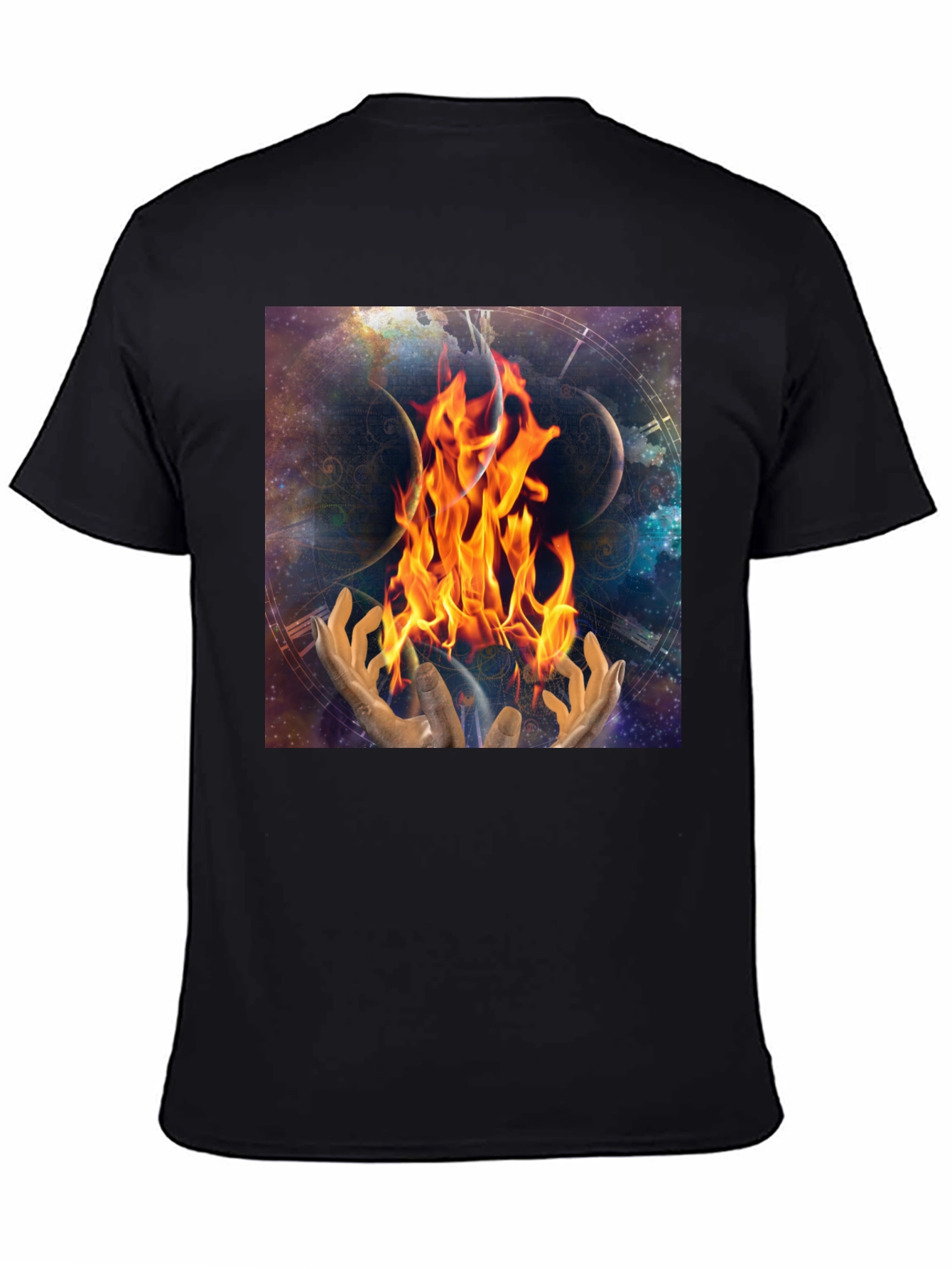 Black Cosmic Fire Black T-Shirt view 4