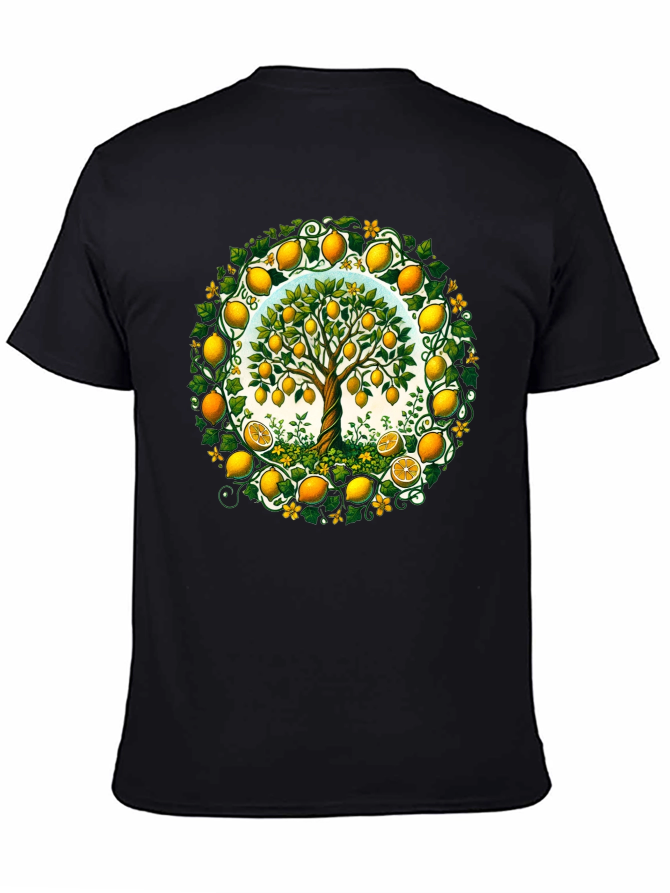 Black Lemon Tree Graphic Tee - Fresh Fruit Design view 4