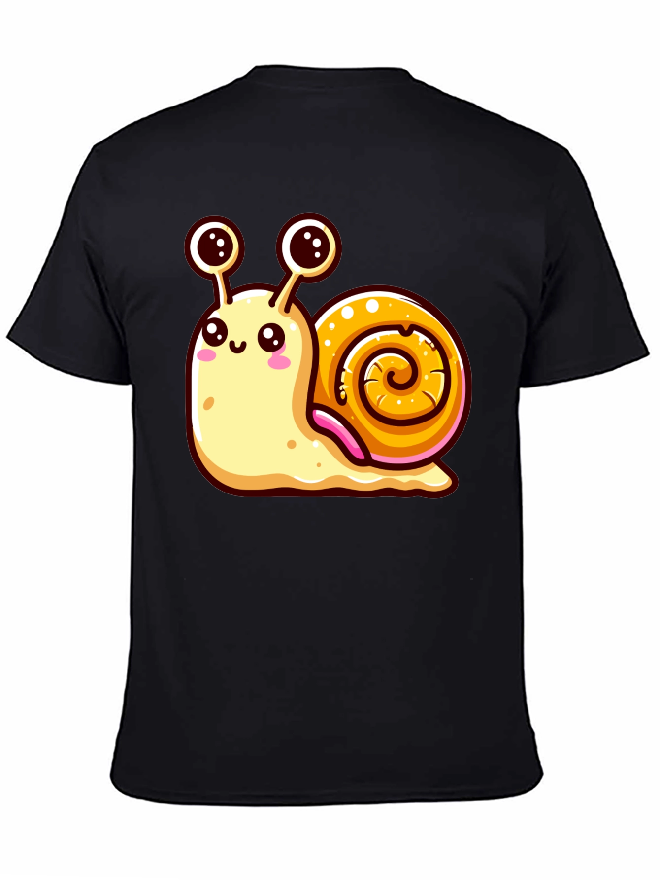 Black Cute Snail Graphic Tee - Black Unisex Shirt view 4
