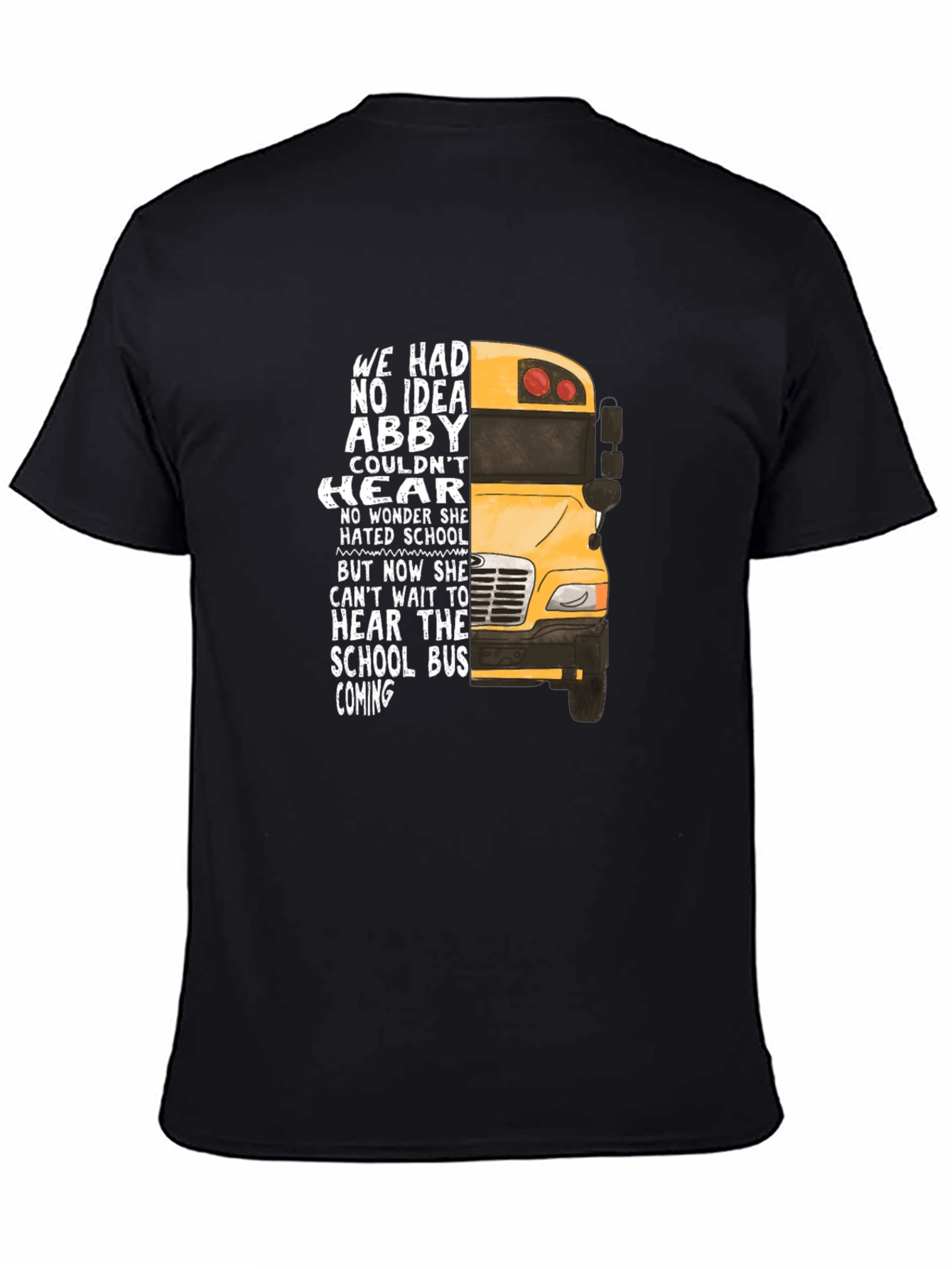 Black Abby School Bus T-Shirt - Hearing Loss Awareness view 4