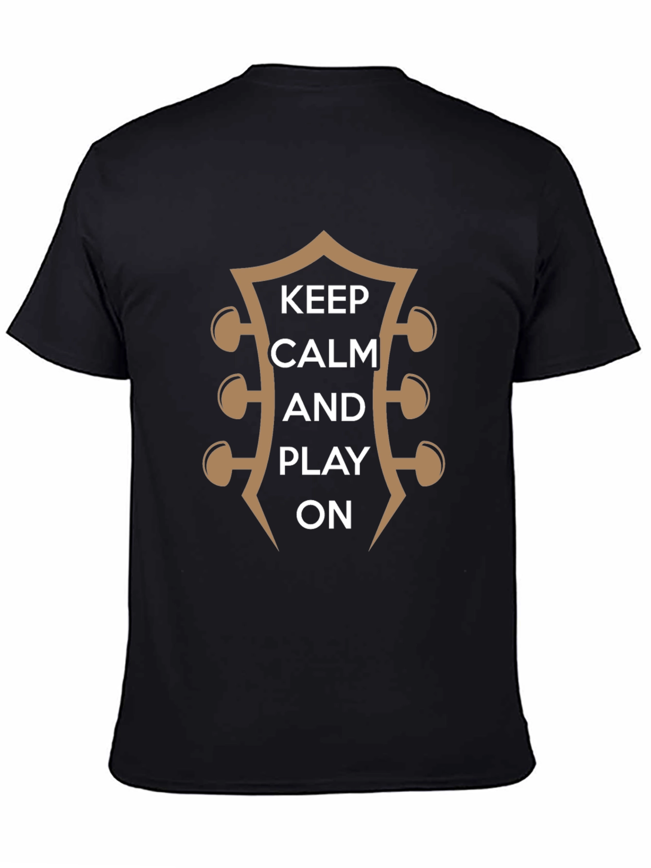 Black Keep Calm and Play On Guitar T-Shirt view 4